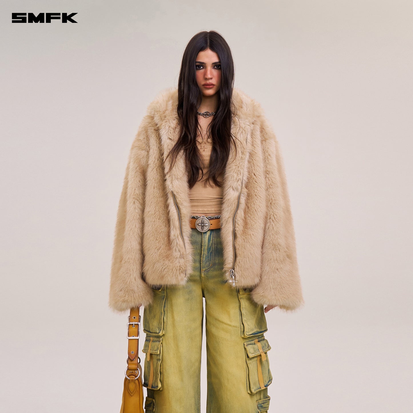 COMPASS MODE WASTELAND FURRY LOOSE HOODIE/ SAND