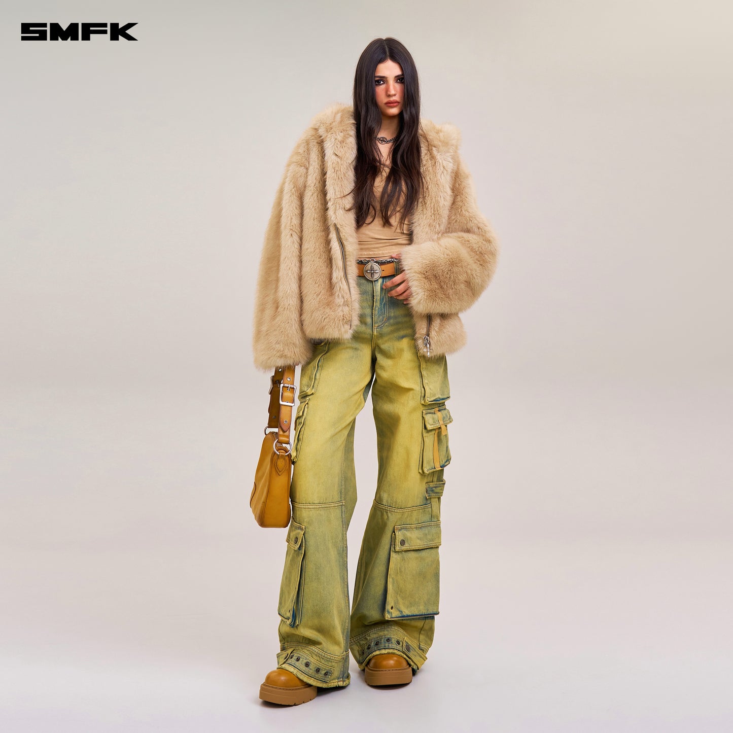 COMPASS MODE WASTELAND FURRY LOOSE HOODIE/ SAND