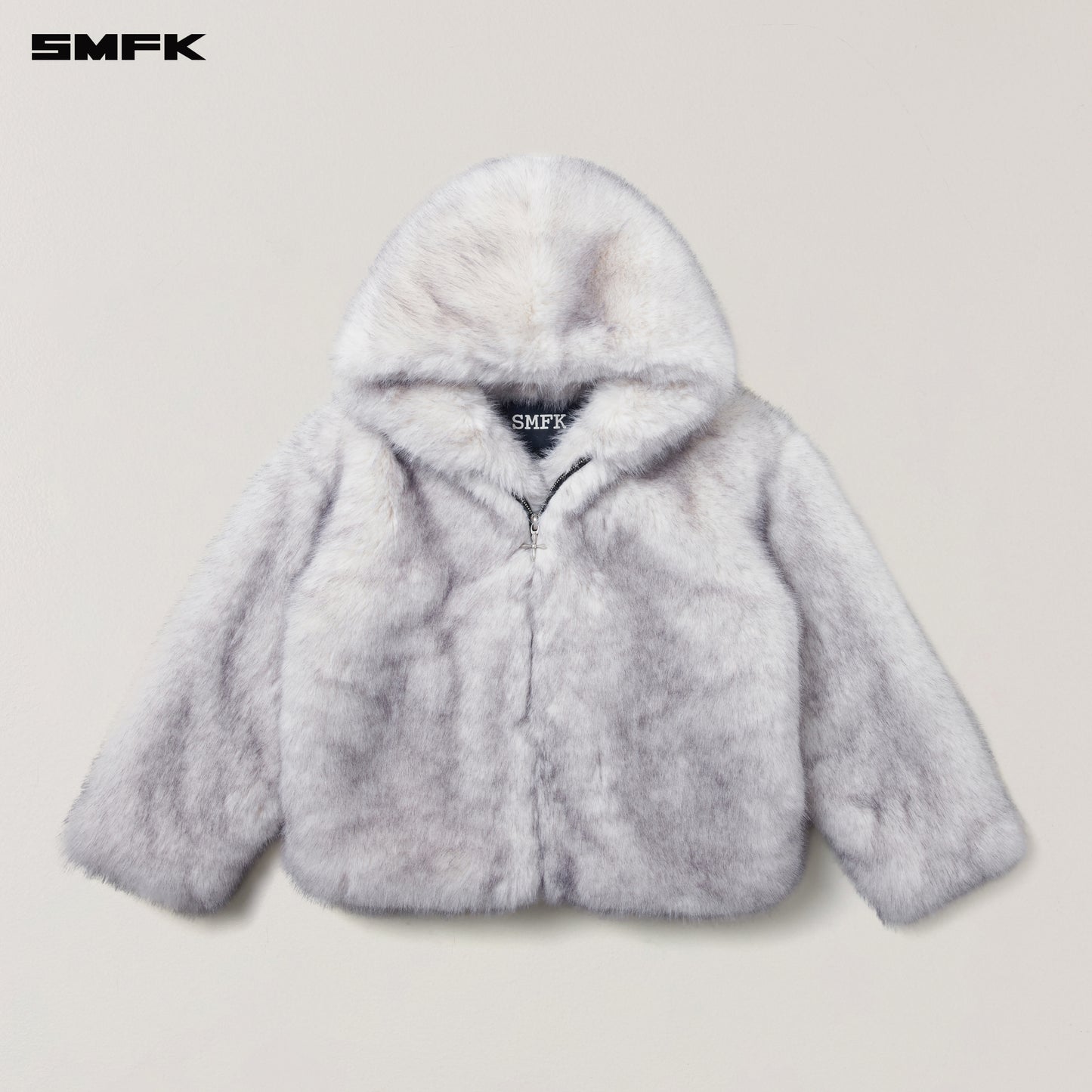 COMPASS MODE WASTELAND FURRY LOOSE HOODIE/ ARCTIC FOX WHITE