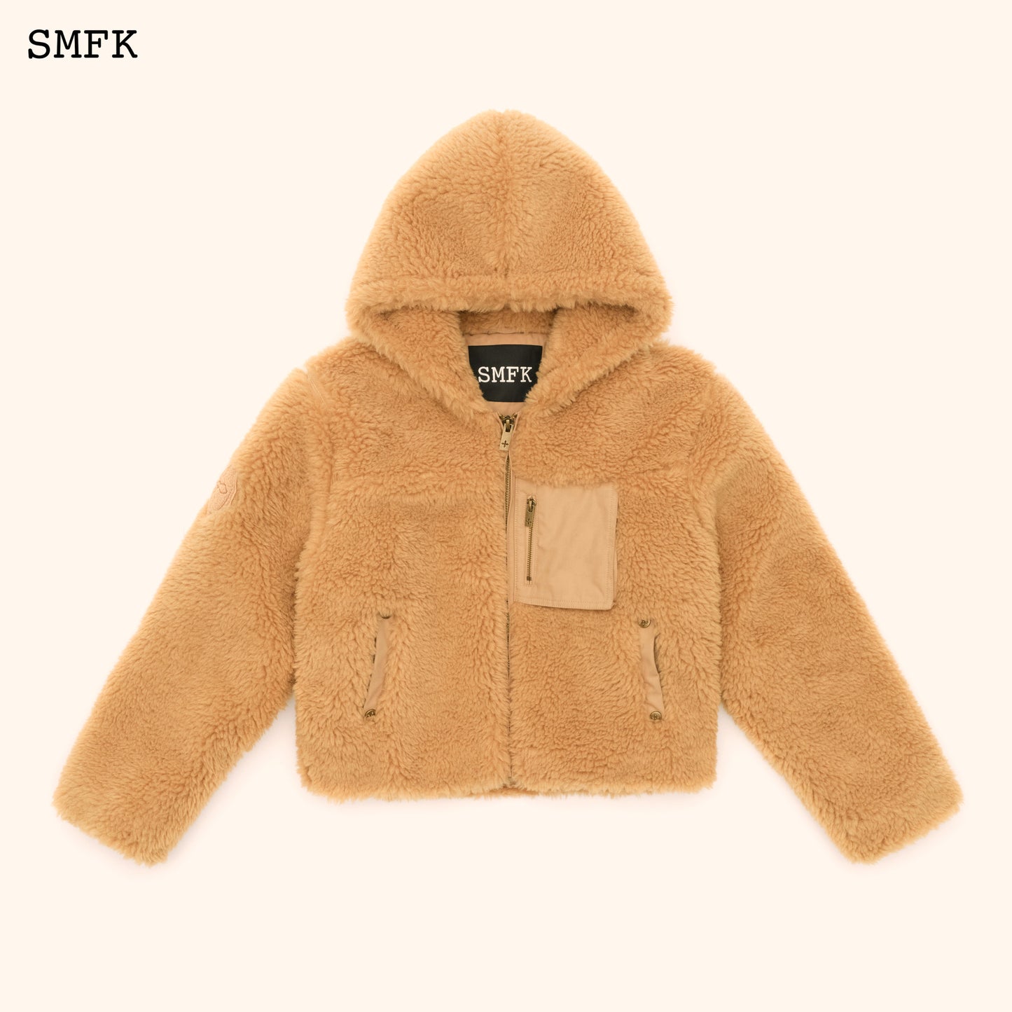 WILDWORLD ADVENTURE FAUX FUR SHORT HOODIE IN GINGER