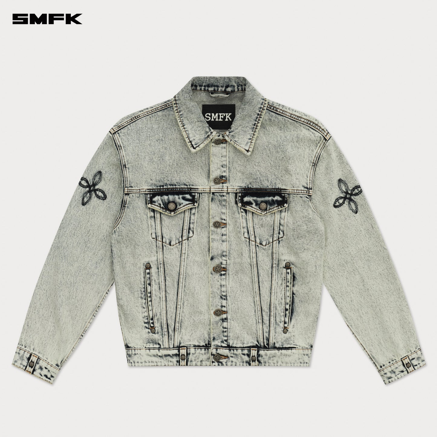 Compass Wild Mustang Flower Arm Denim Jacket Snowflake