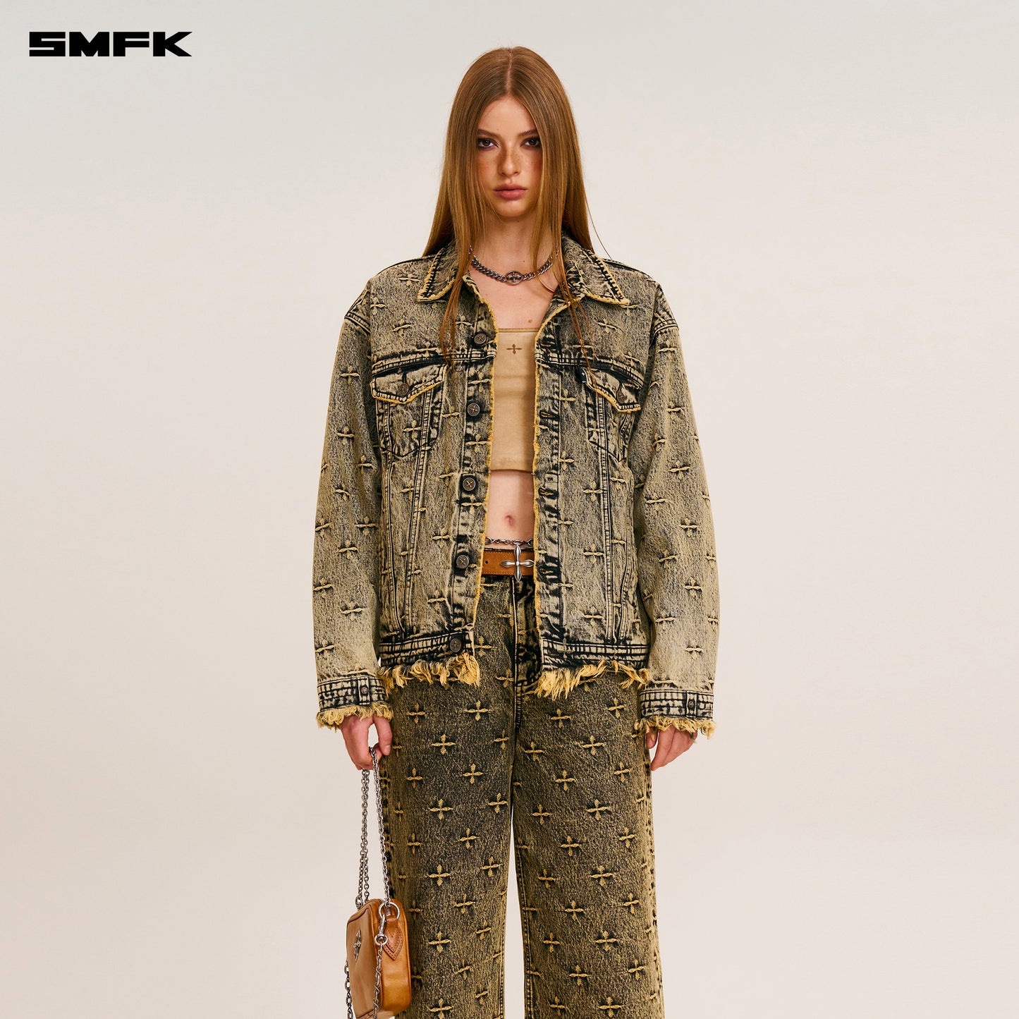 Ancient Myth Storm Garden Oversized Denim Jacket/ Garden Yellow