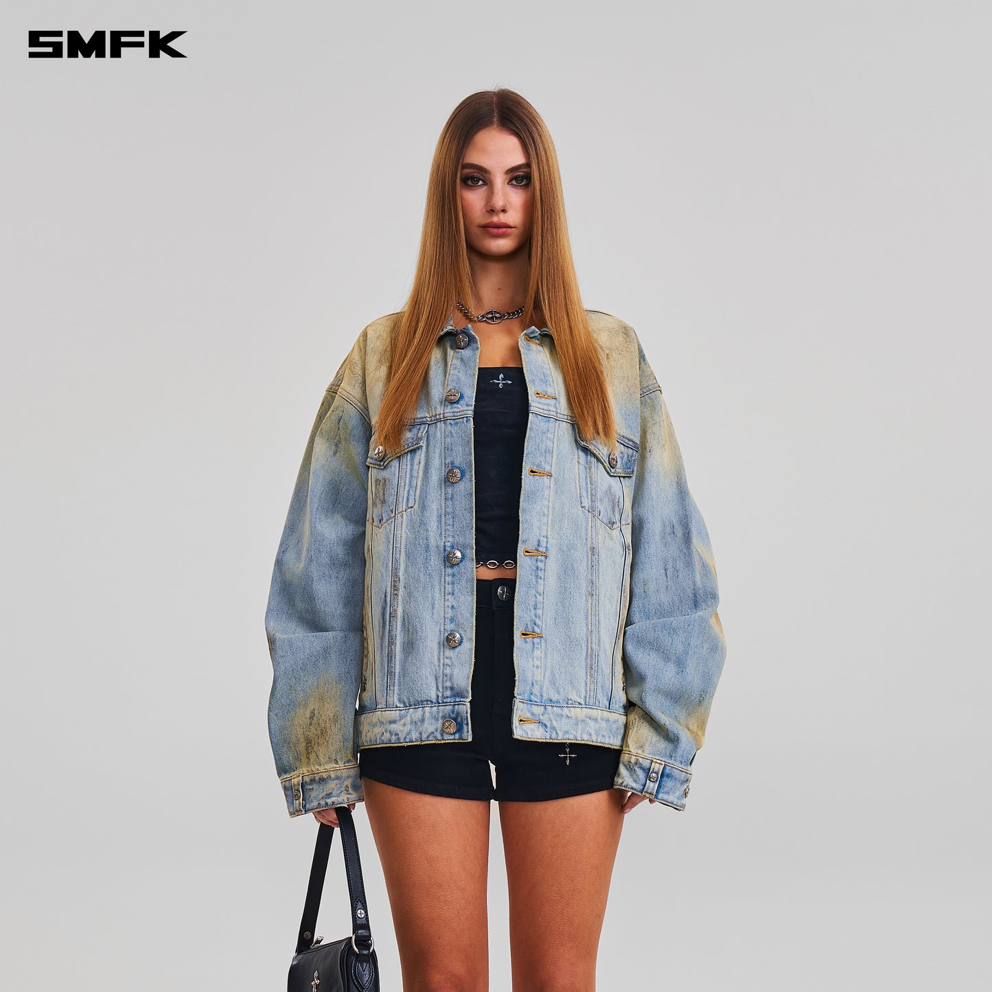 COMPASS MODE WASTELAND LOOSE DENIM JACKET/ LAKE BLUE