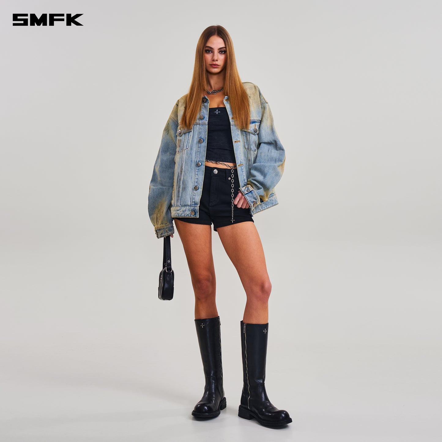 COMPASS MODE WASTELAND LOOSE DENIM JACKET/ LAKE BLUE