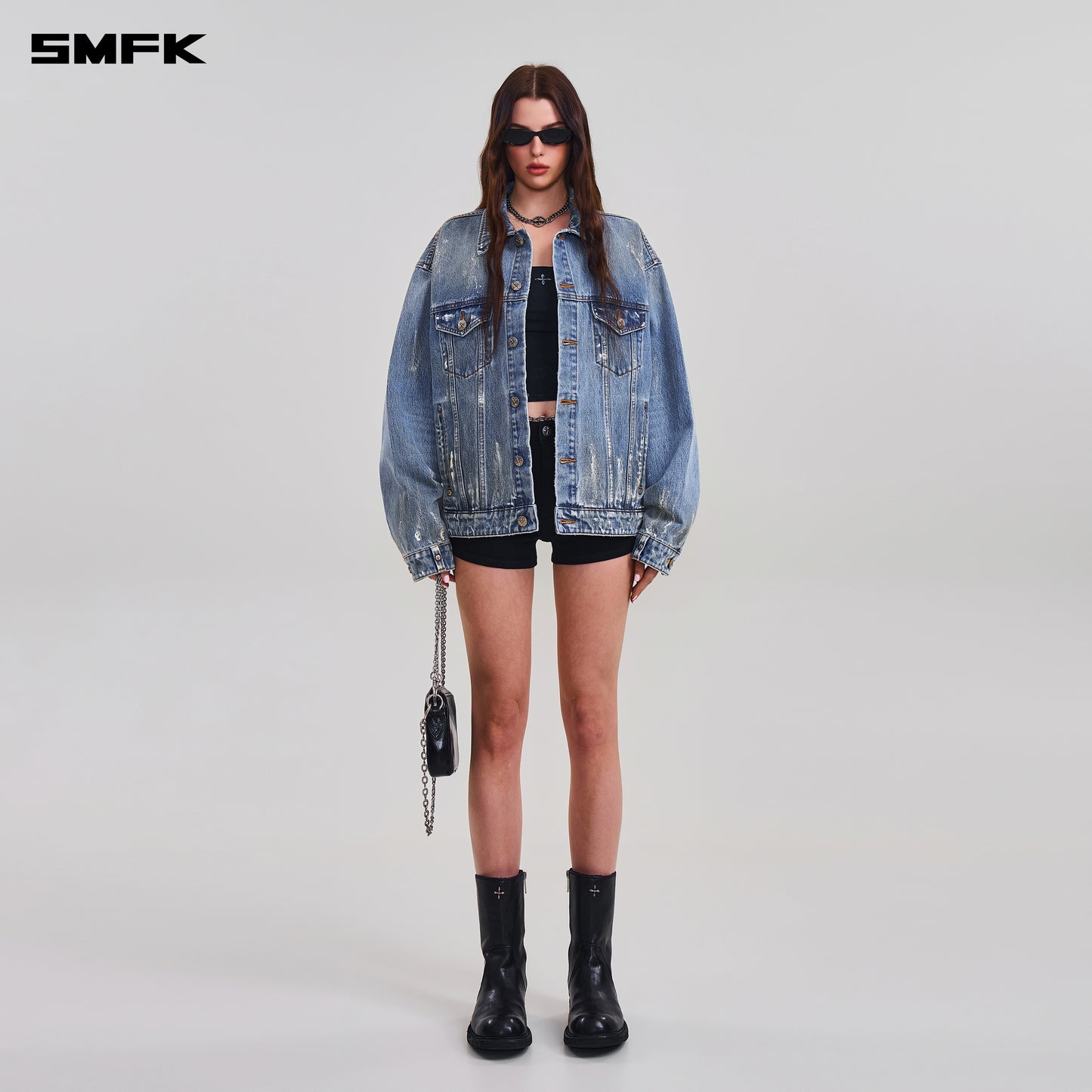 COMPASS MODE TIDE LOOSE DENIM JACKET/ MARINE BLUE