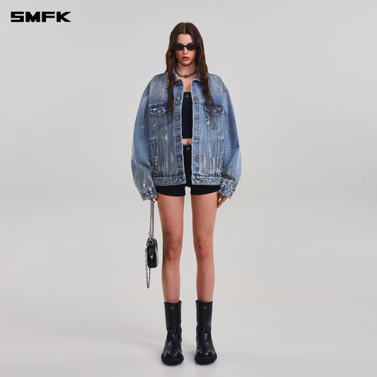 COMPASS MODE TIDE LOOSE DENIM JACKET/ MARINE BLUE