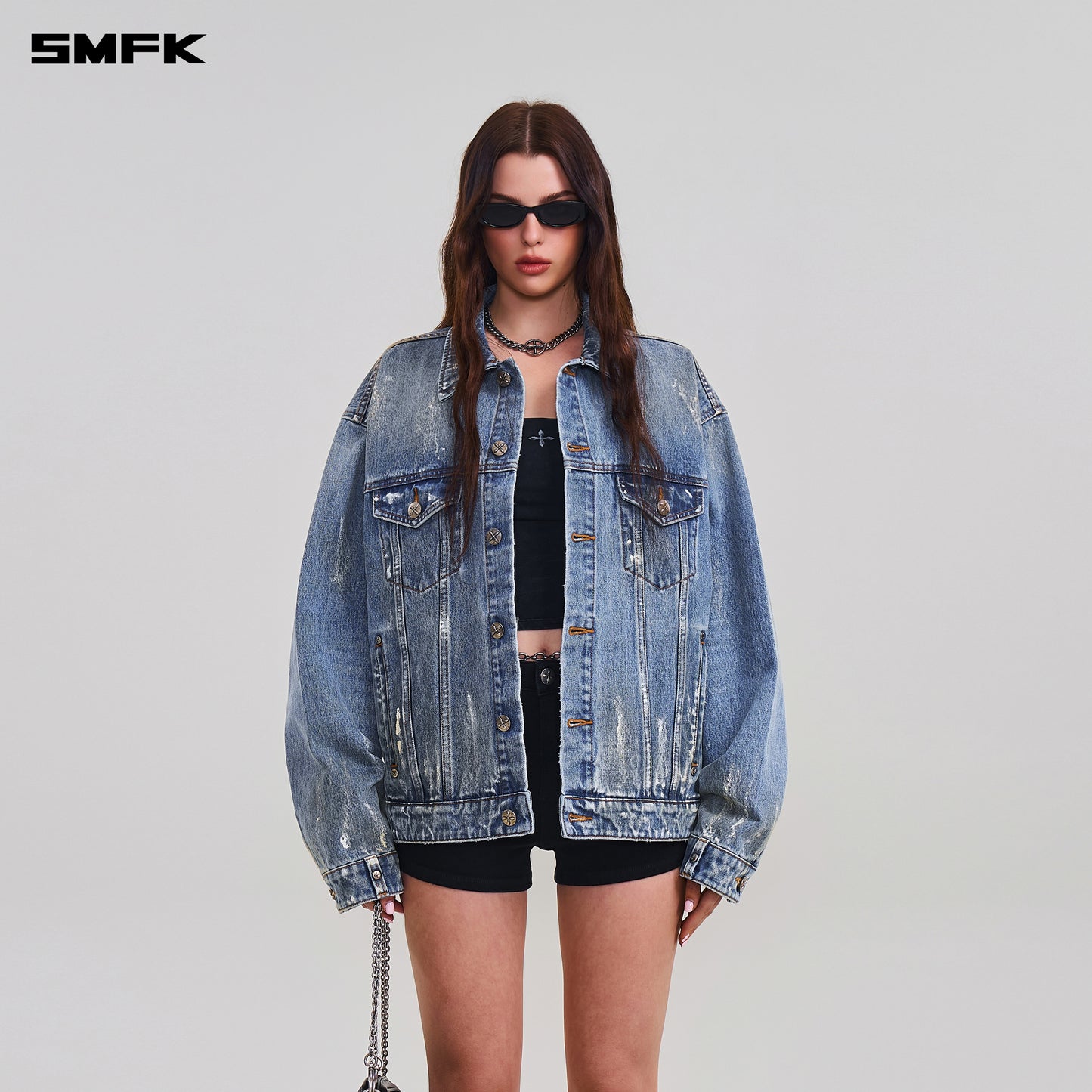 COMPASS MODE TIDE LOOSE DENIM JACKET/ MARINE BLUE