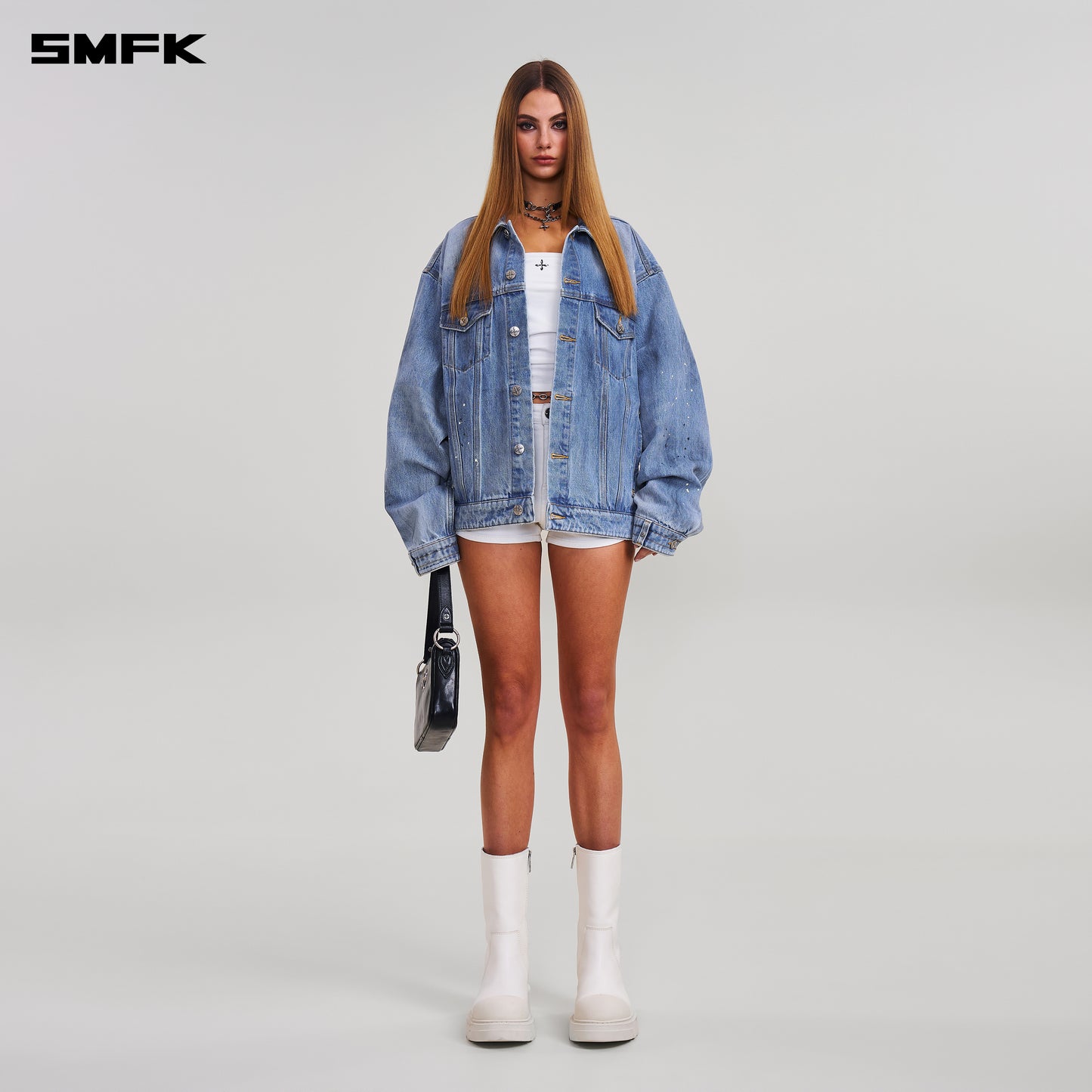 COMPASS MODE WASTELAND LOOSE DENIM JACKET/ SKY BLUE