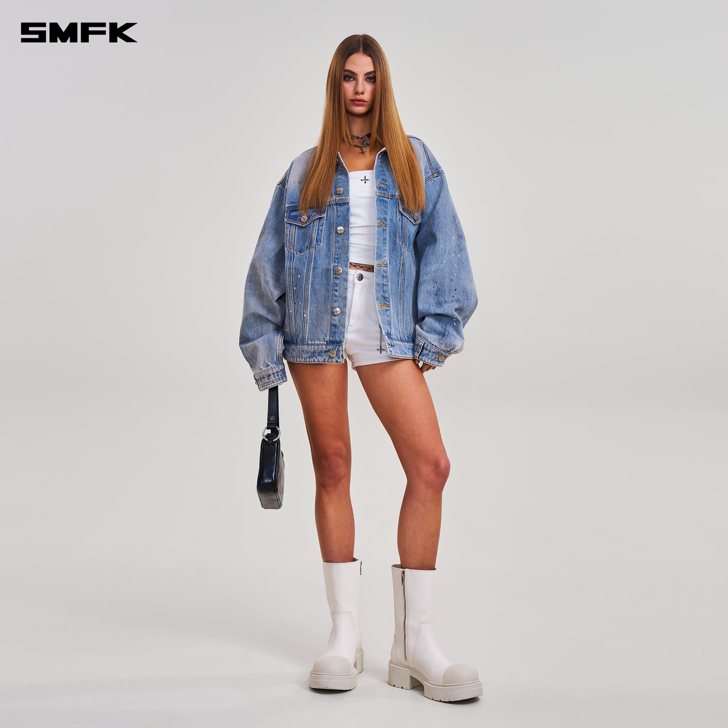COMPASS MODE WASTELAND LOOSE DENIM JACKET/ SKY BLUE