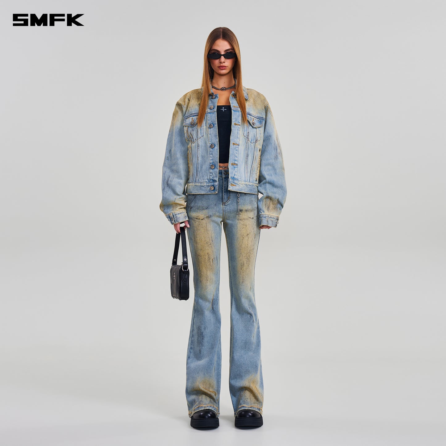 COMPASS PERMANENT WASTELAND SLIM DENIM JACKET/ LAKE BLUE