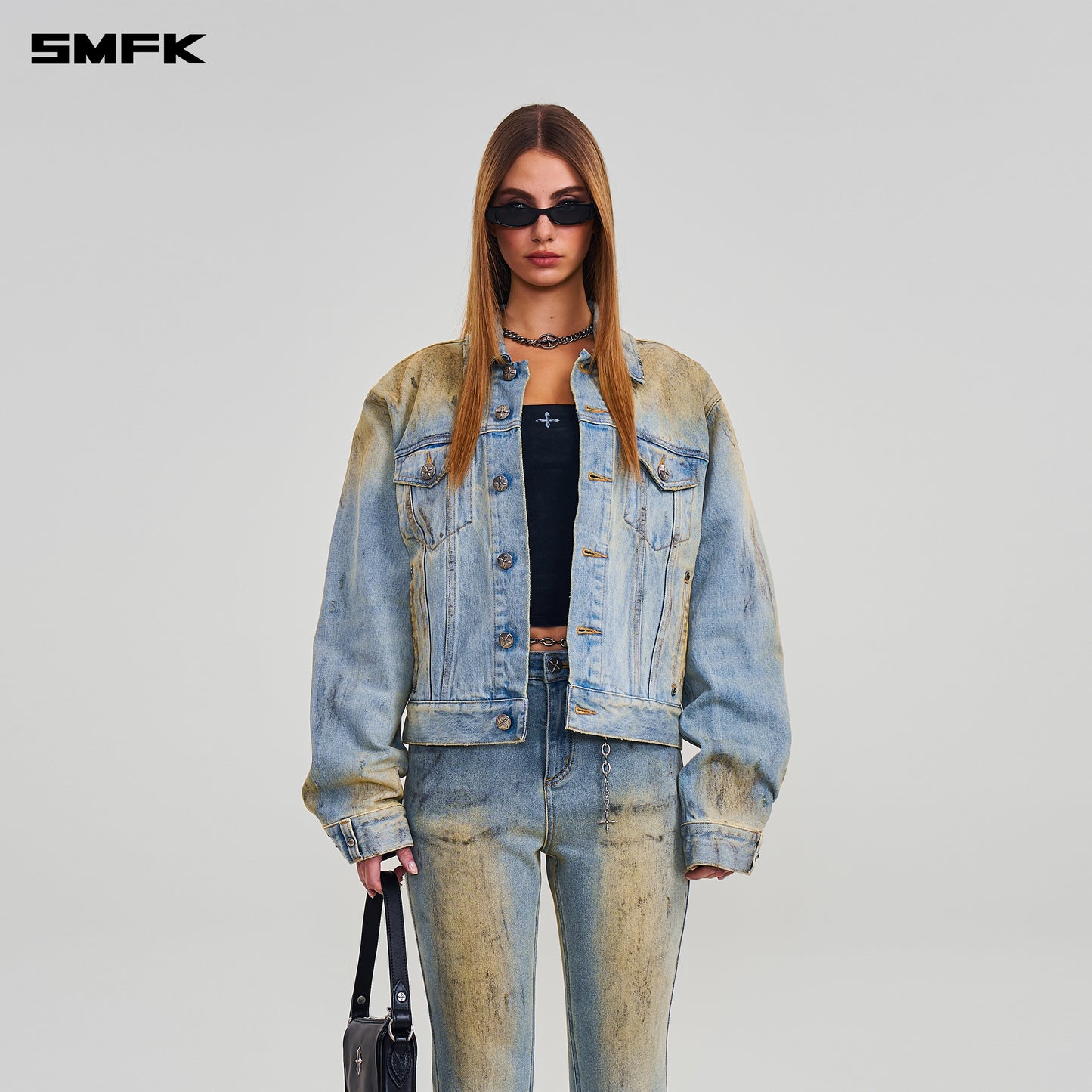 COMPASS PERMANENT WASTELAND SLIM DENIM JACKET/ LAKE BLUE