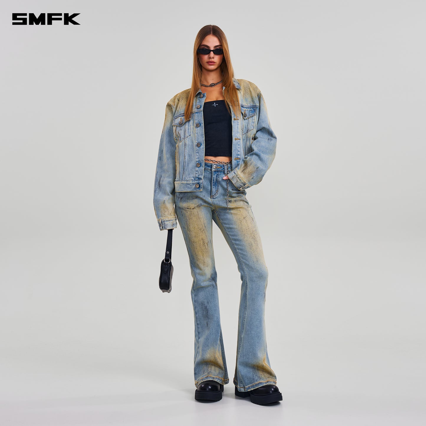 COMPASS PERMANENT WASTELAND SLIM DENIM JACKET/ LAKE BLUE