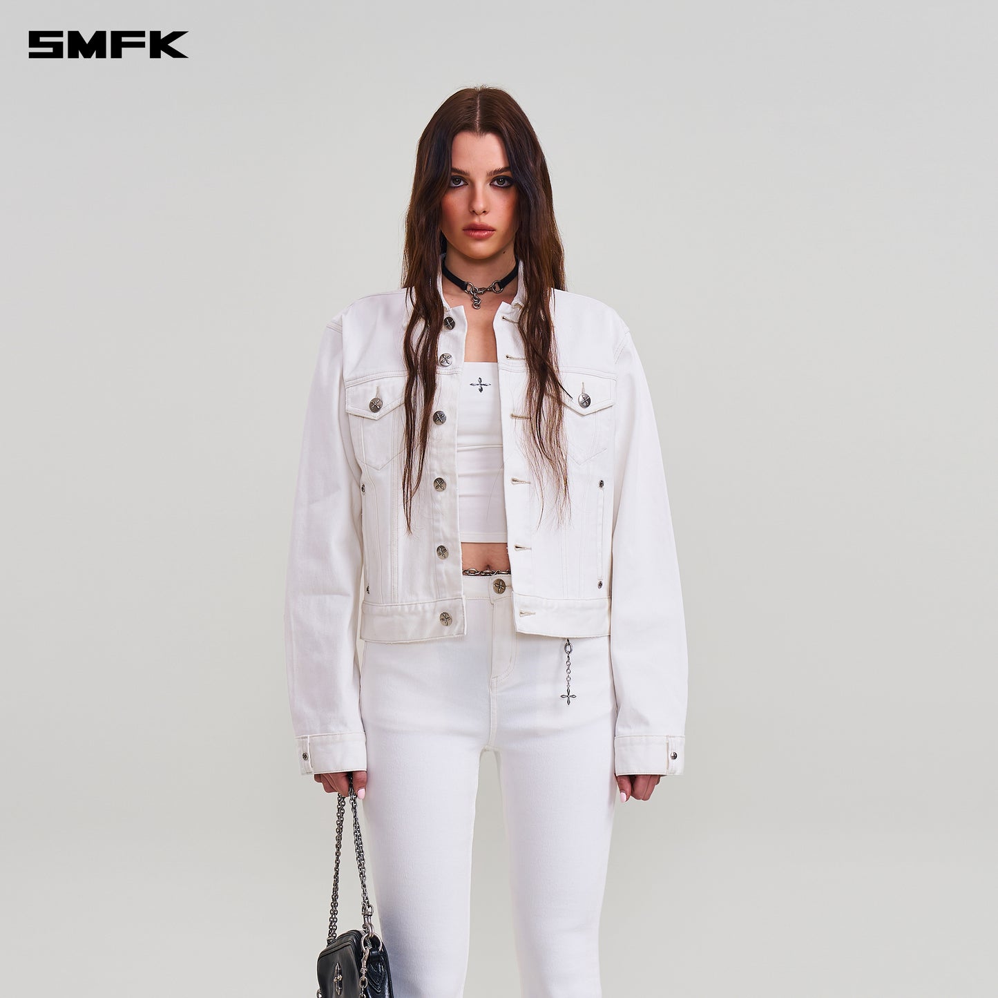 COMPASS PERMANENT SLIM DENIM JACKET/ SNOW MOUNTAIN WHITE