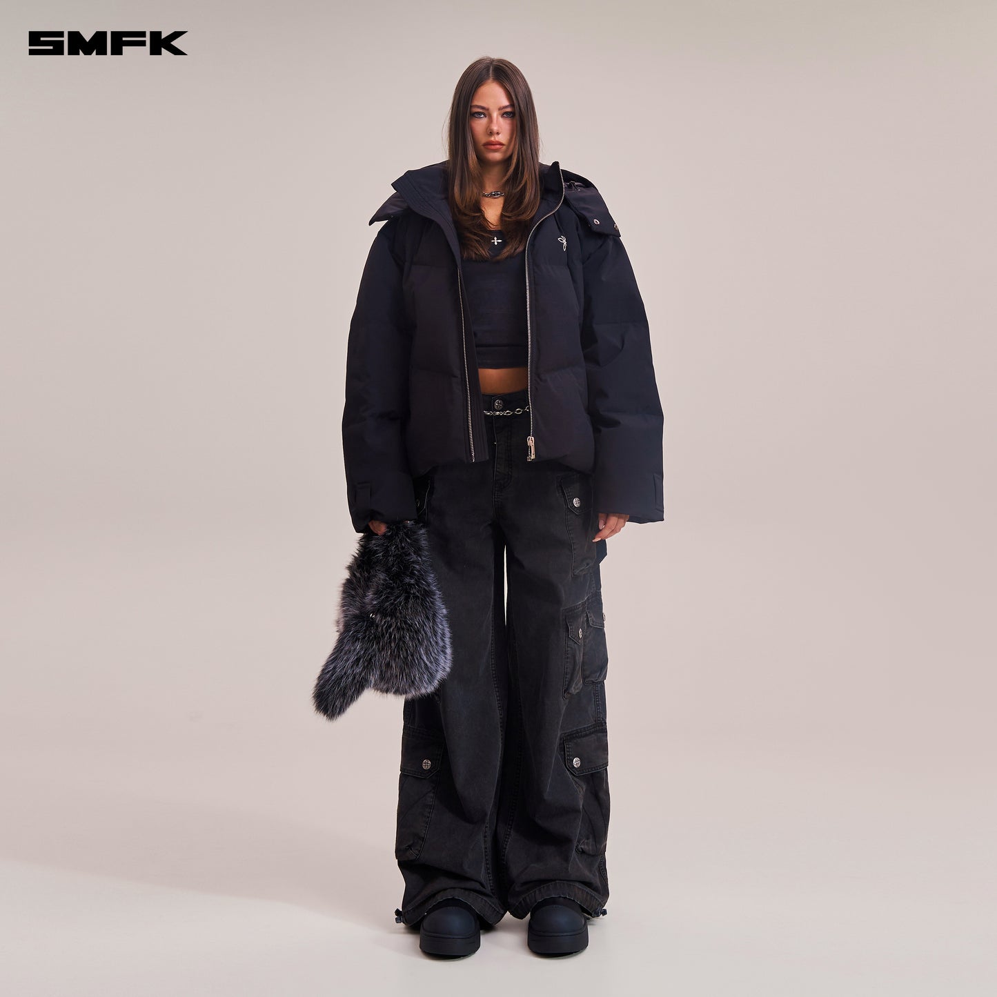 COMPASS MODE WASTELAND HUNTING DOWN JACKET/LOOSE/ WILD BLACK