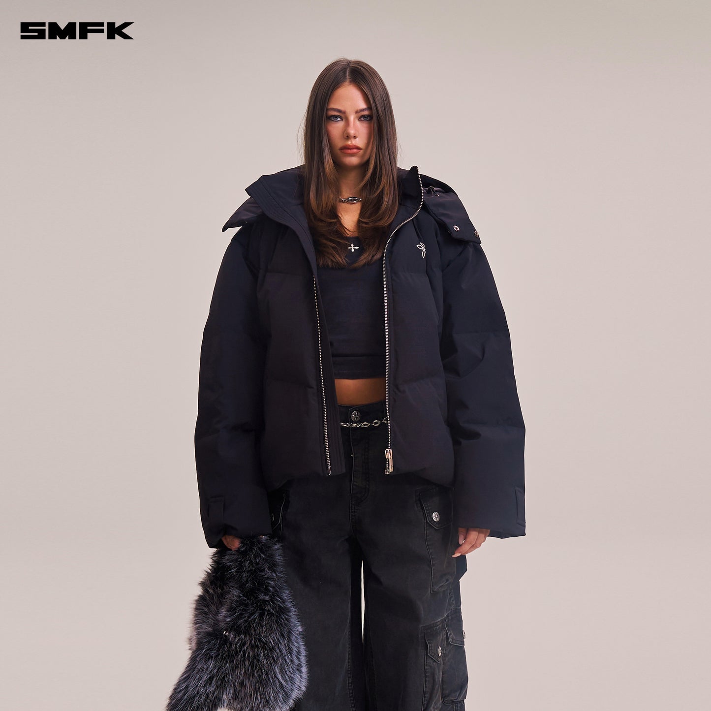 COMPASS MODE WASTELAND HUNTING DOWN JACKET/LOOSE/ WILD BLACK
