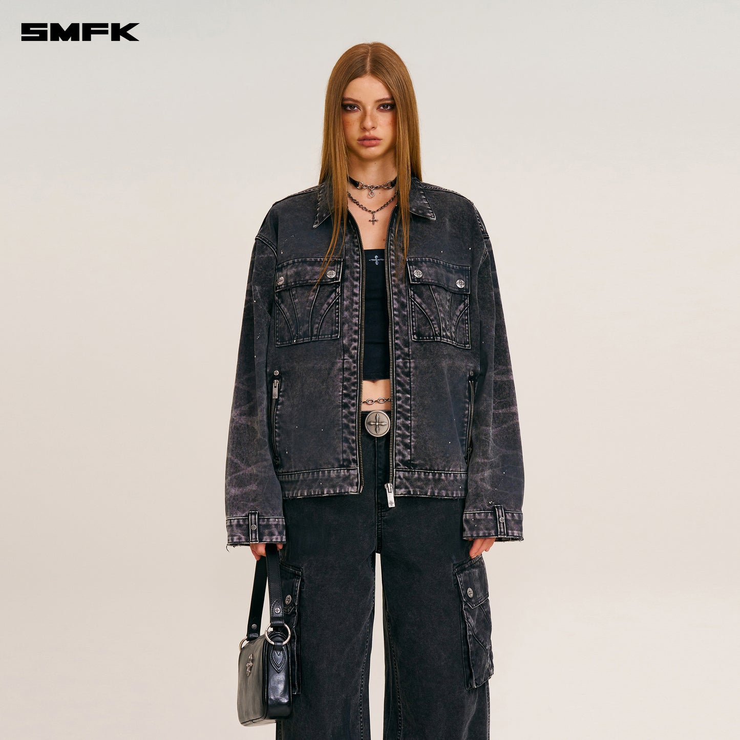 RAGE-WILD ORIGIN HANDCRAFT LOOSE CARGO JACKET/GARMENT DYED/ WILD BLACK