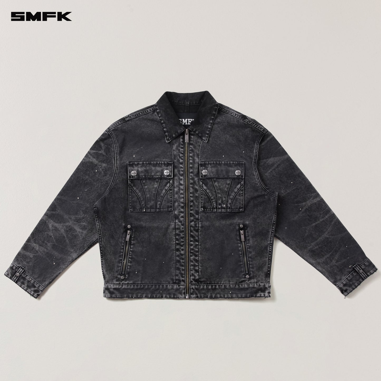 RAGE-WILD ORIGIN HANDCRAFT LOOSE CARGO JACKET/GARMENT DYED/ WILD BLACK