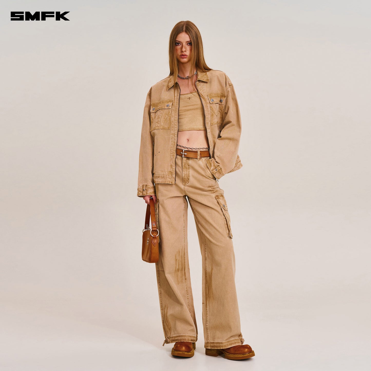 RAGE-WILD ORIGIN HANDCRAFT LOOSE CARGO JACKET/GARMENT DYED/ SAND