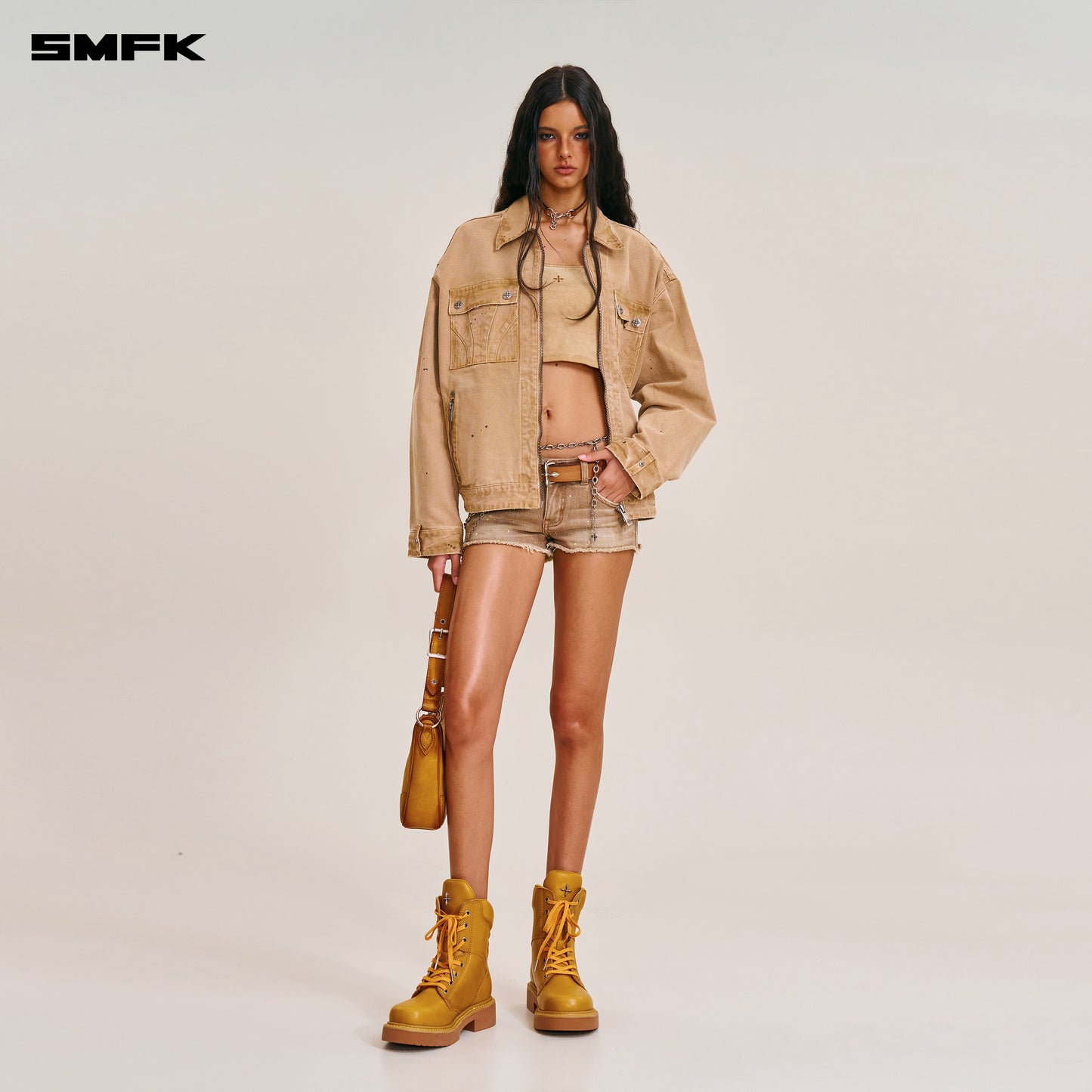 RAGE-WILD ORIGIN HANDCRAFT LOOSE CARGO JACKET/GARMENT DYED/ SAND