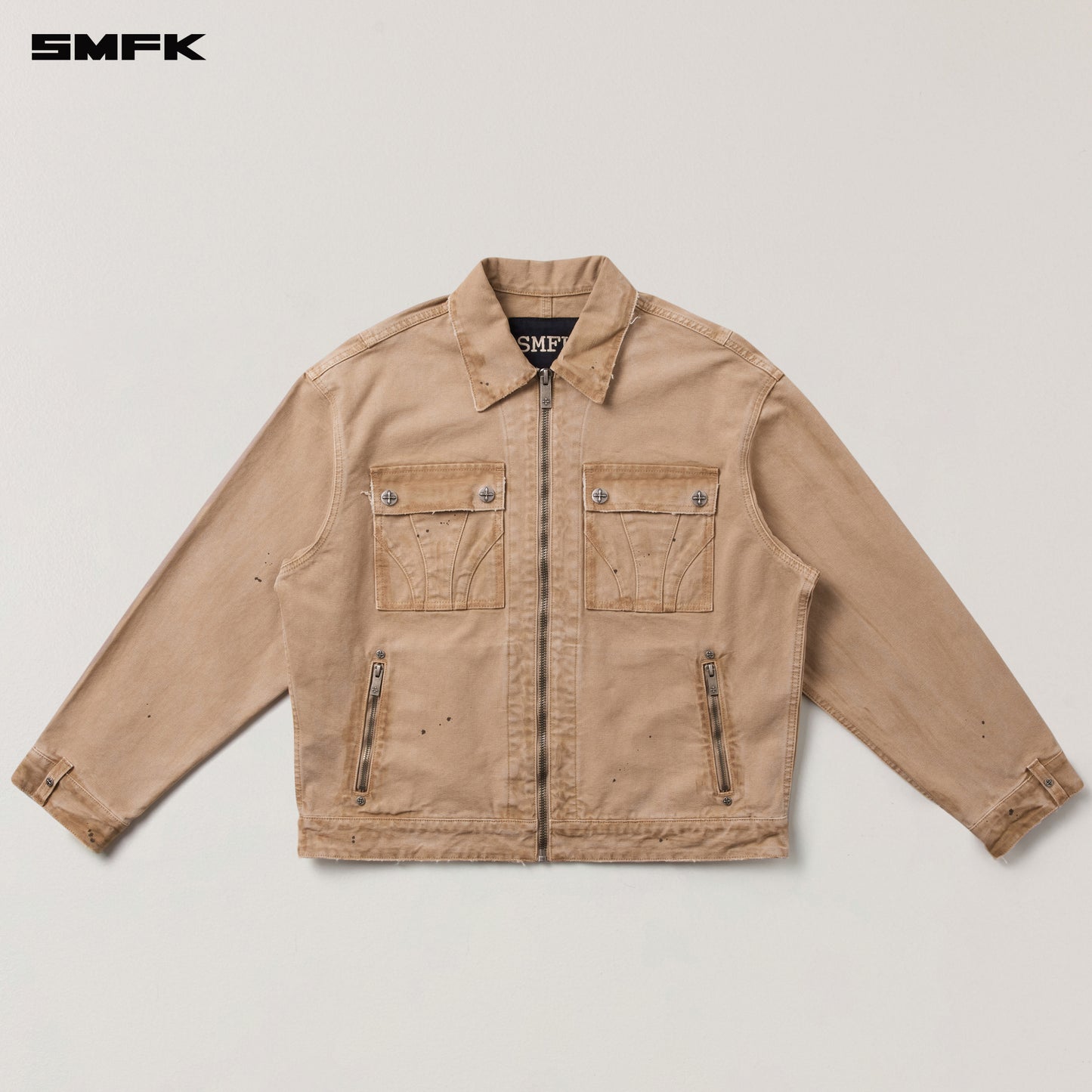 RAGE-WILD ORIGIN HANDCRAFT LOOSE CARGO JACKET/GARMENT DYED/ SAND