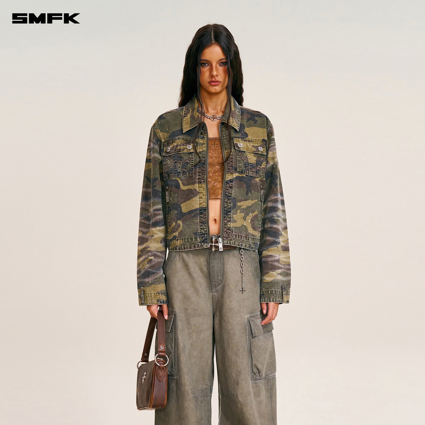 RAGE-WILD ORIGIN HANDCRAFT ENGINEER JACKET/GARMENT DYED/ ARMY GREEN CAMOUFLAGE