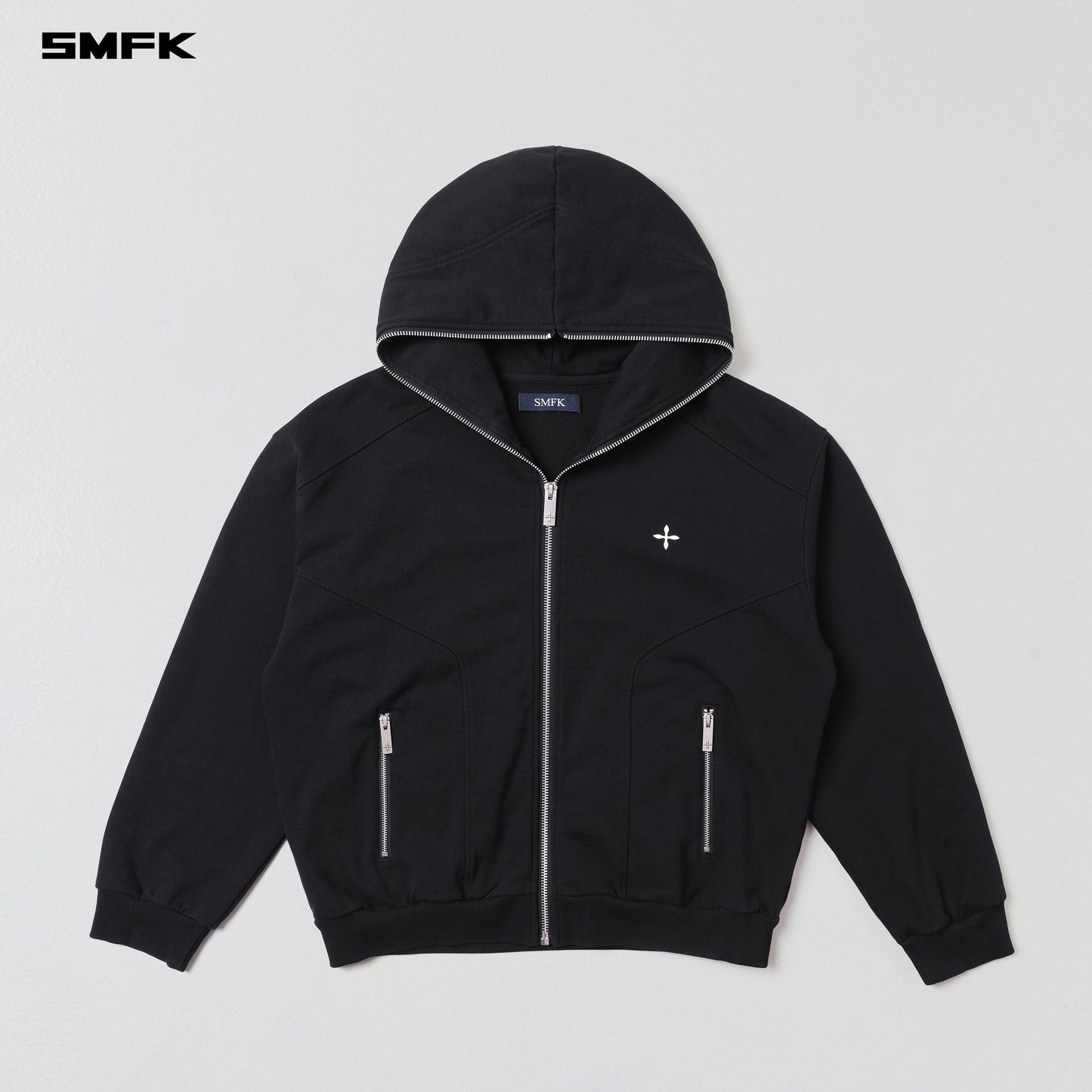 PERMANENT MUSE LOOSE ZIP HOODIE/COTTON+WOOL - WILD BLACK