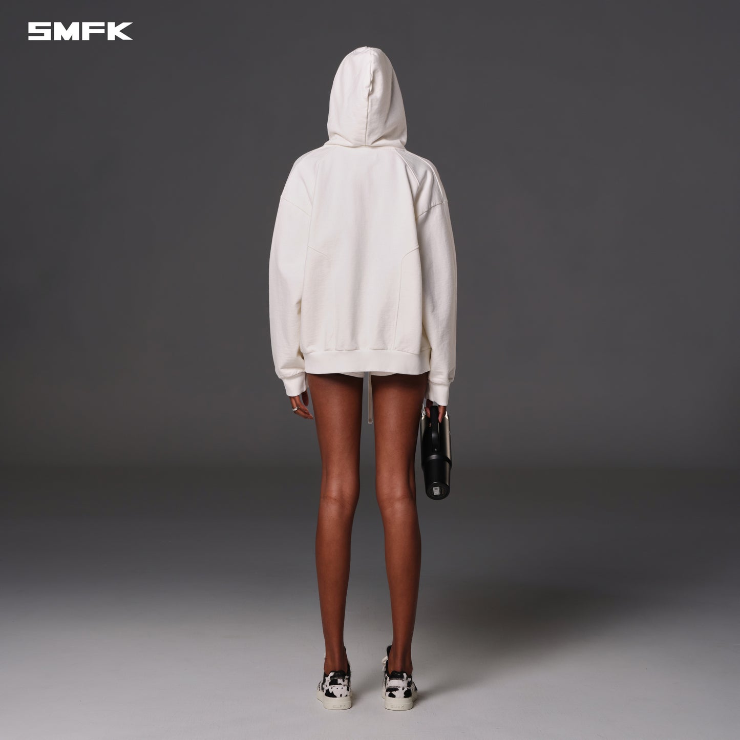 PERMANENT MUSE LOOSE ZIP HOODIE/COTTON+WOOL - CLOUD WHITE