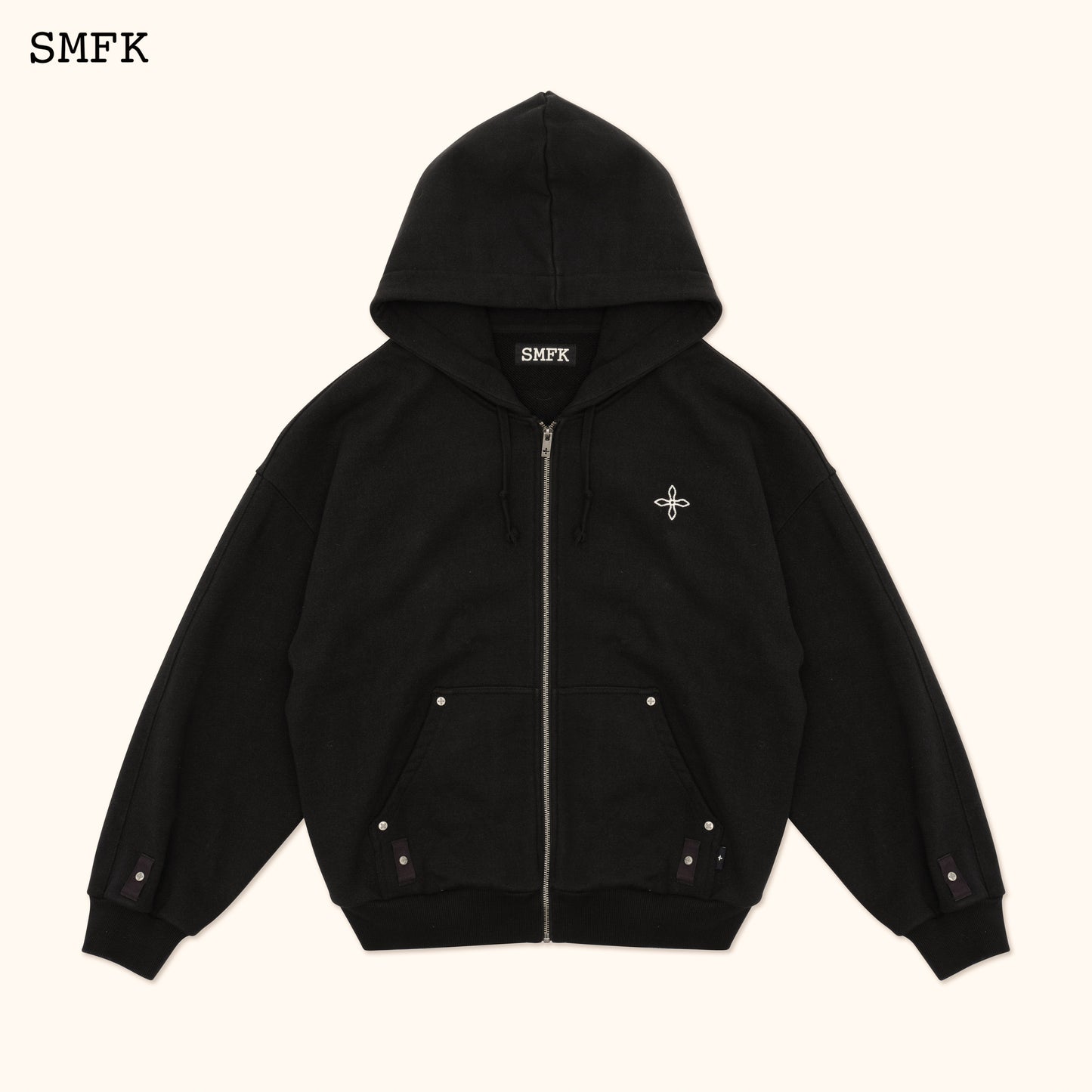 Compass Crucifix Classic Zip Hoodie BLACK