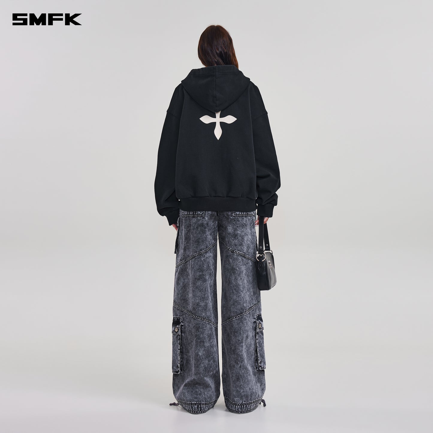 COMPASS MODE LOOSE ZIP HOODIE/ WILD BLACK