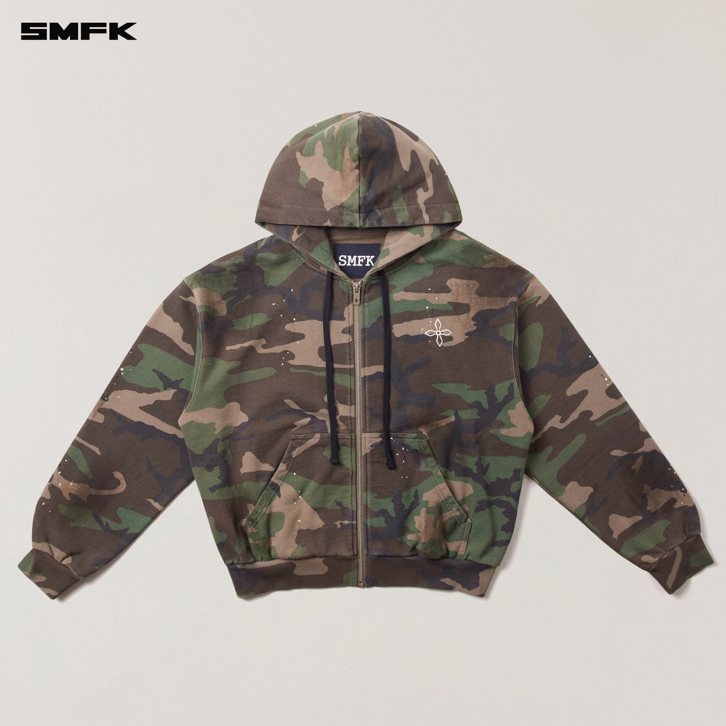 COMPASS MODE CAMO LOOSE ZIP HOODIE/ ARMY GREEN CAMOUFLAGE