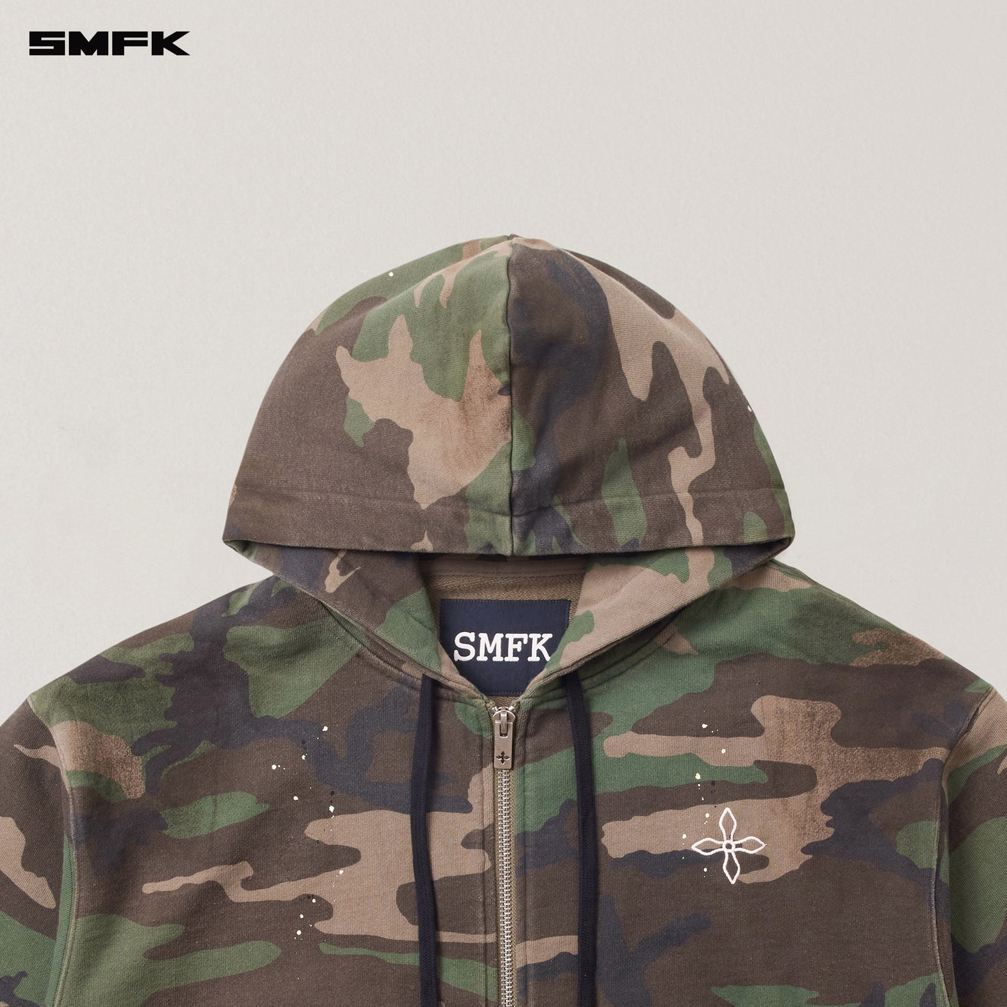 COMPASS MODE CAMO LOOSE ZIP HOODIE/ ARMY GREEN CAMOUFLAGE