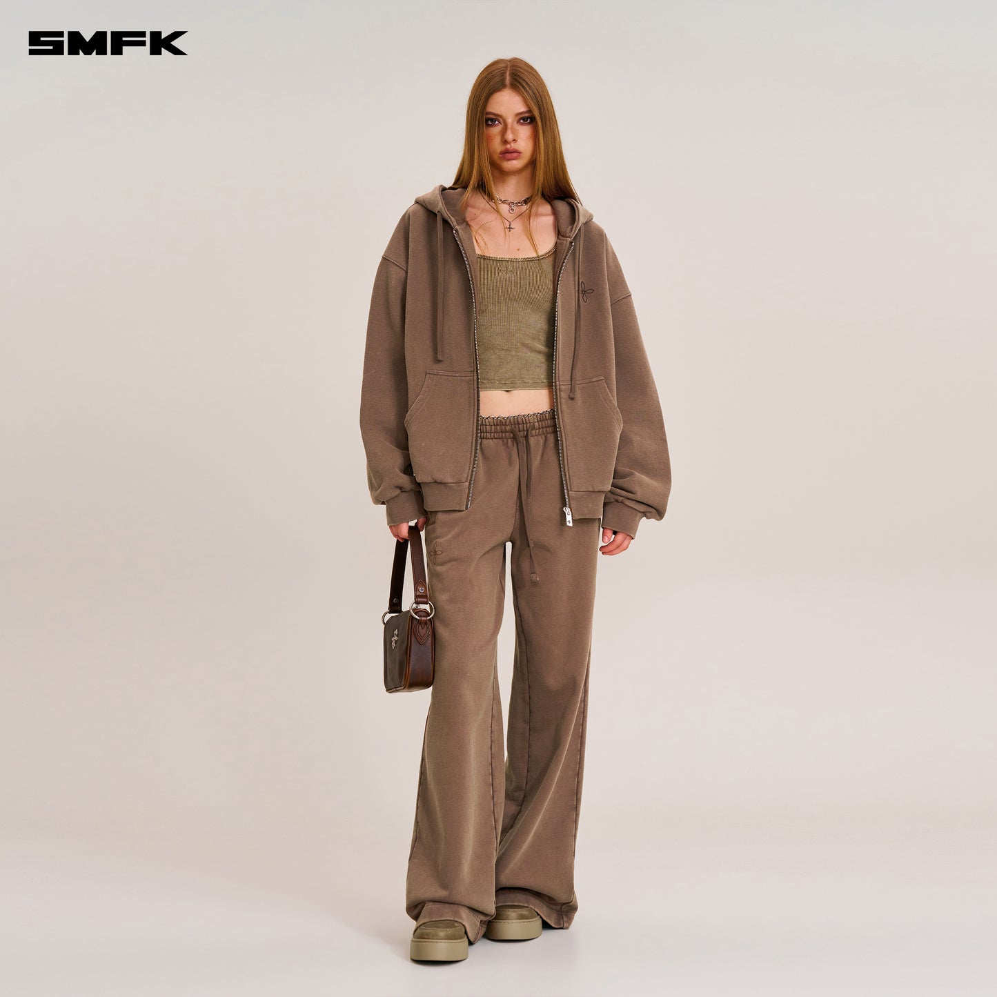 COMPASS MODE LOOSE ZIP HOODIE/ WILD HORSE BROWN