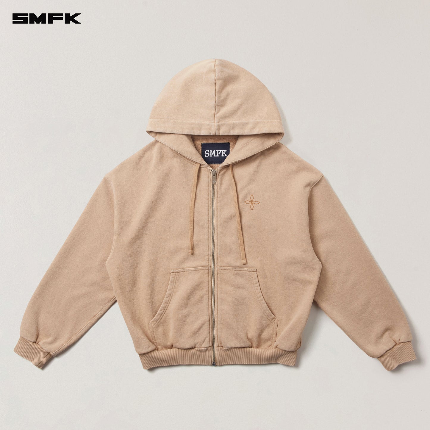 COMPASS MODE LOOSE ZIP HOODIE / SAND