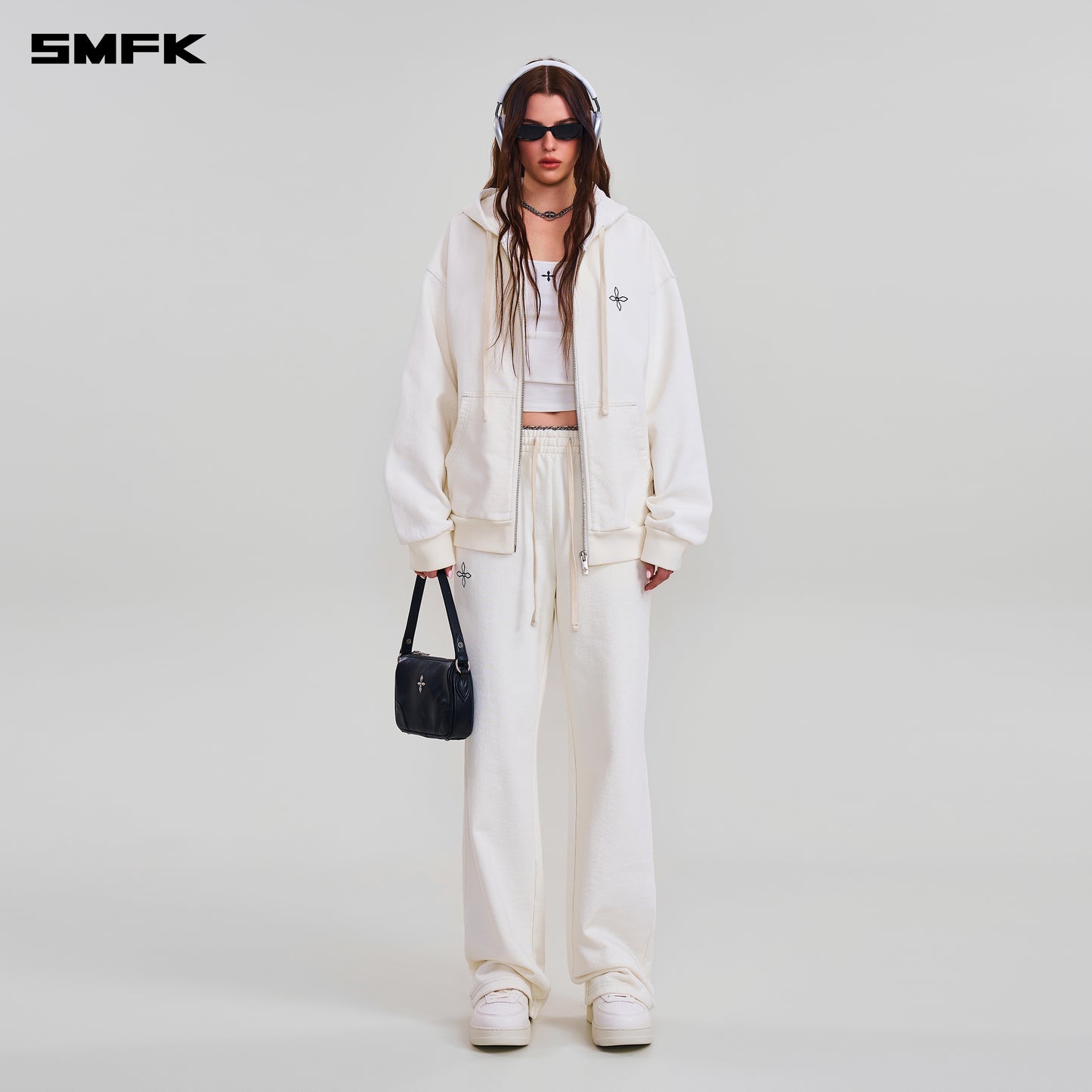 COMPASS MODE LOOSE ZIP HOODIE/ SNOW MOUNTAIN WHITE