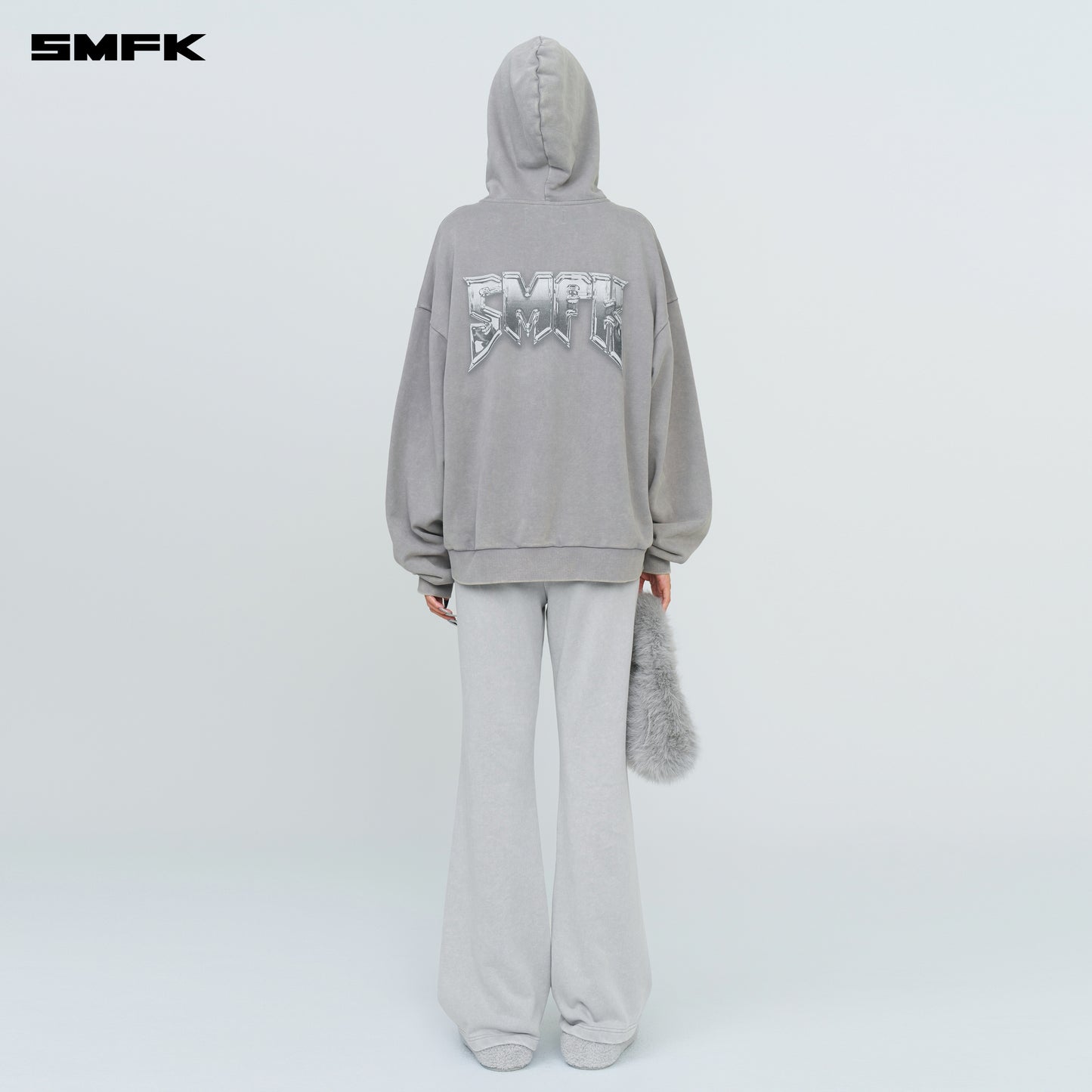 Compass Metallic Rock Wide Hoodie Dusty Gray