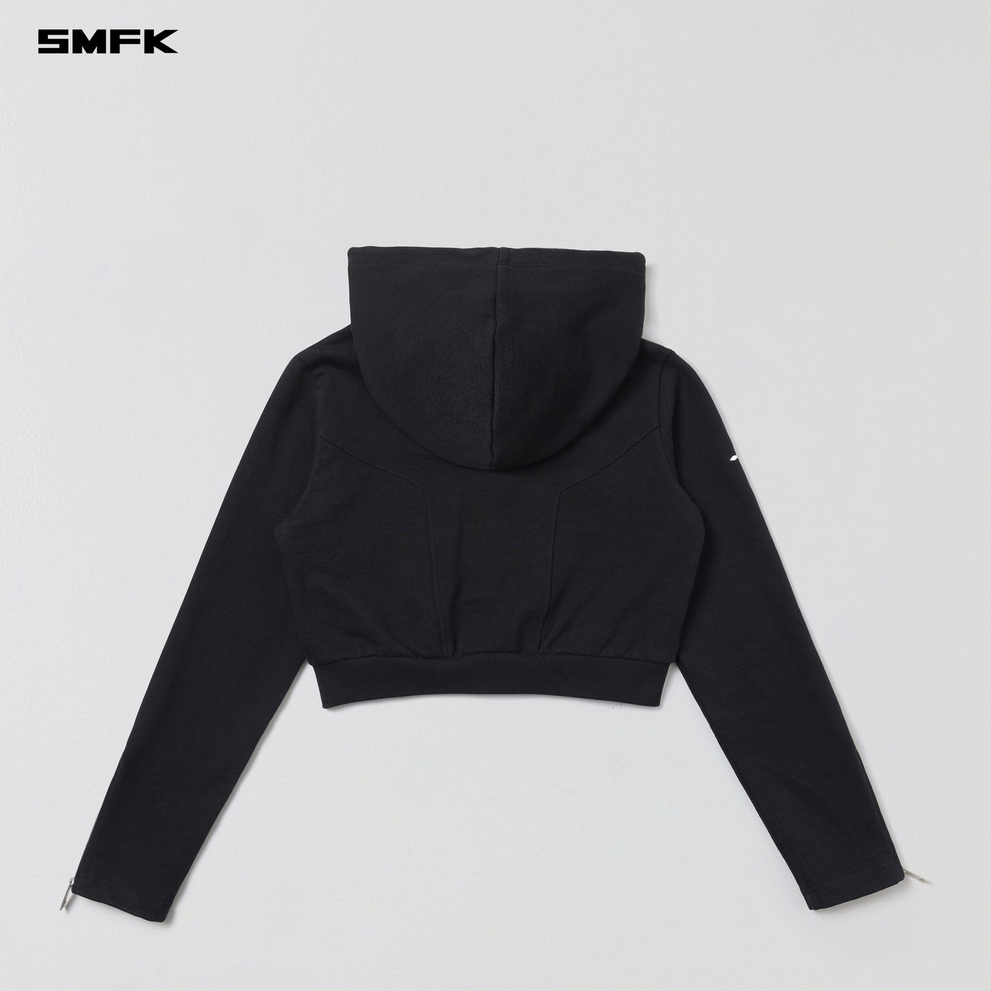 PERMANENT SLIM SHORT HOODIE/COTTON+WOOL - WILD BLACK
