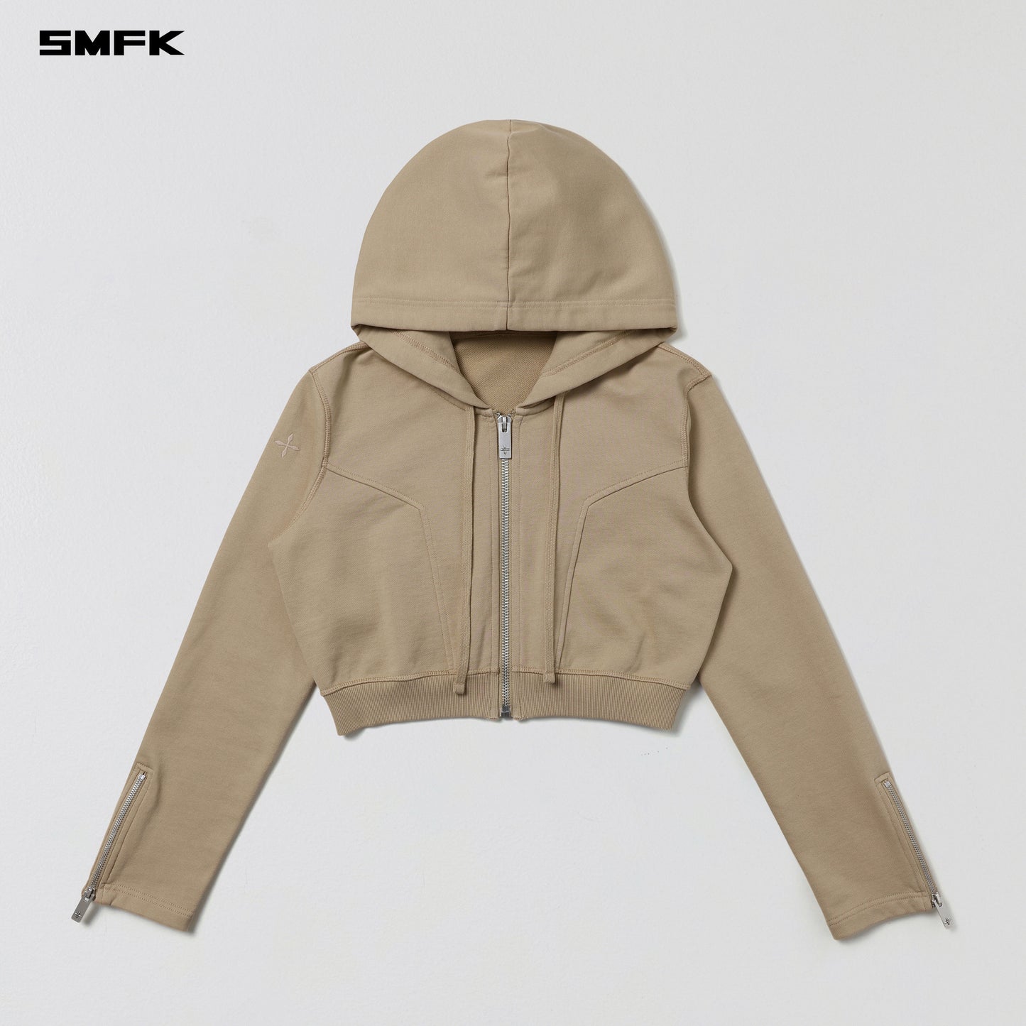 PERMANENT SLIM SHORT HOODIE/COTTON+WOOL - FRESH SKIN