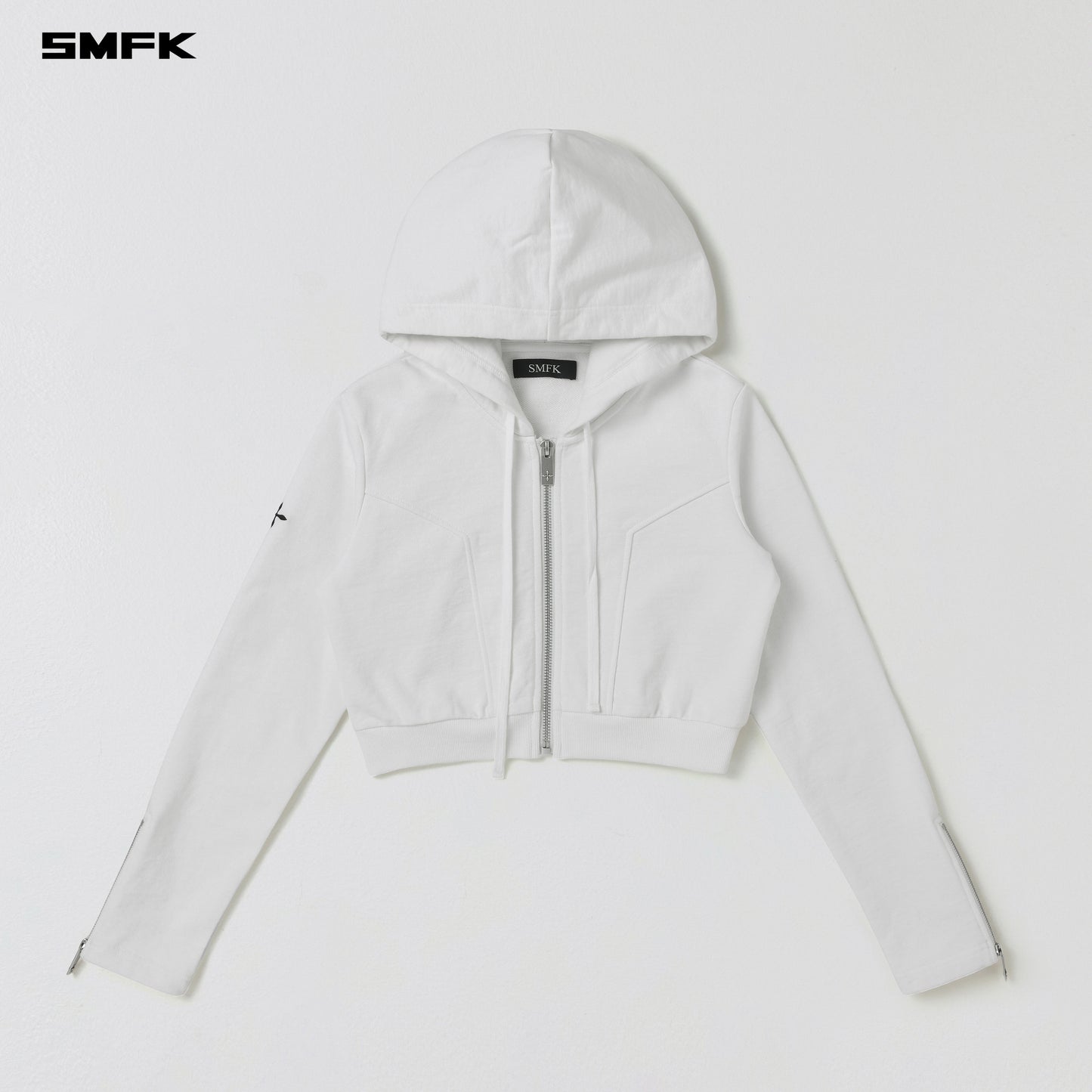 PERMANENT SLIM SHORT HOODIE/COTTON+WOOL - CLOUD WHITE