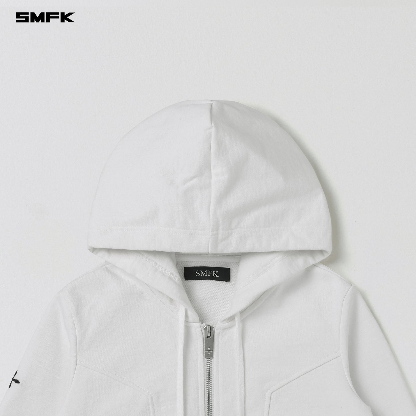 PERMANENT SLIM SHORT HOODIE/COTTON+WOOL - CLOUD WHITE