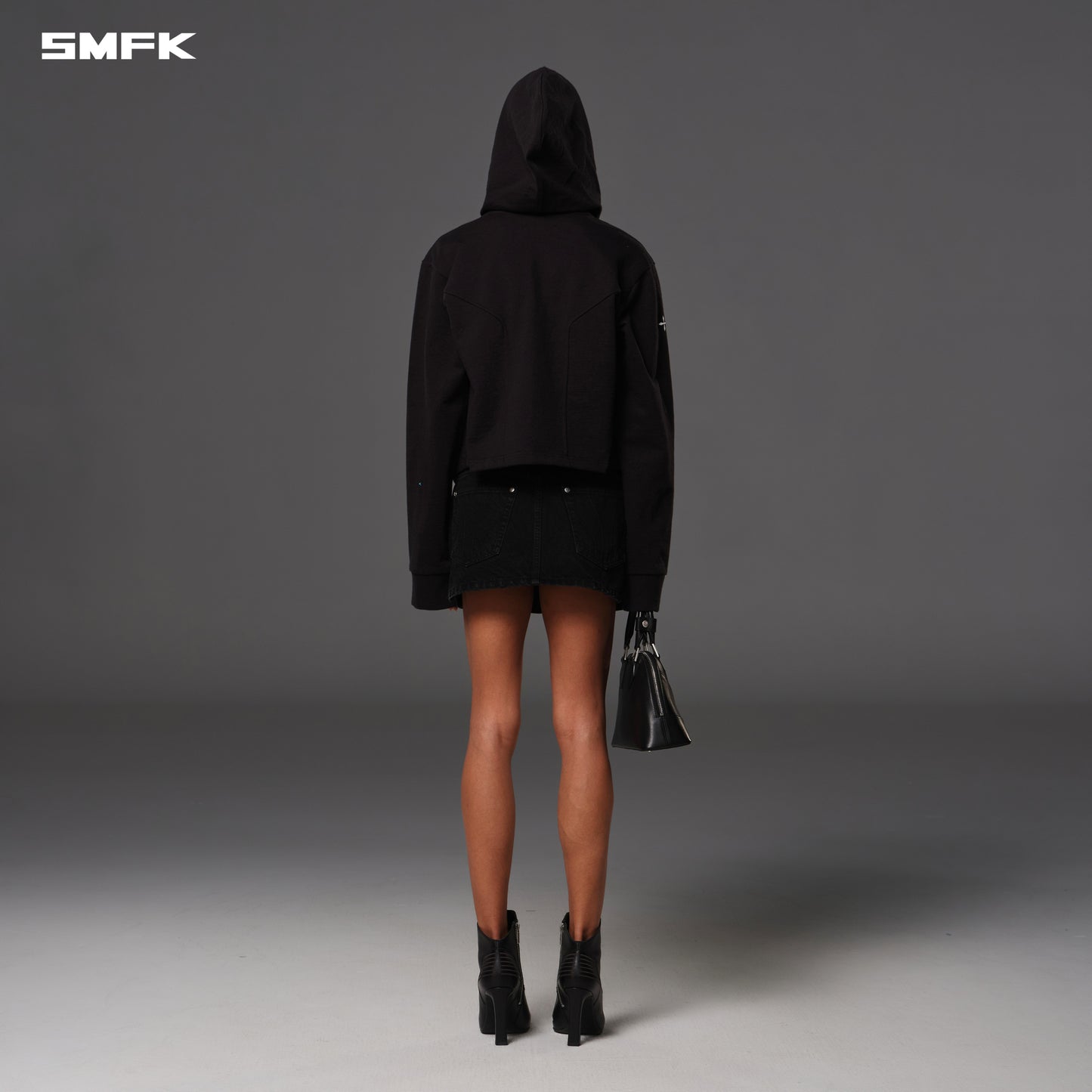PERMANENT SLIM ZIP HOODIE/COTTON+WOOL+SILK - WILD BLACK