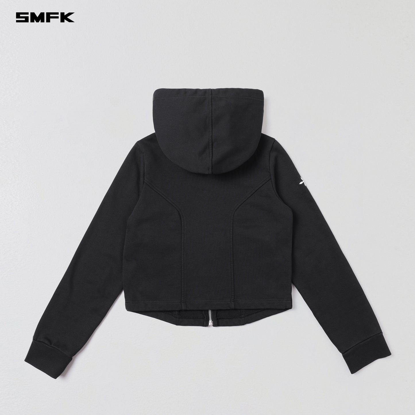 PERMANENT SLIM ZIP HOODIE/COTTON+WOOL+SILK - WILD BLACK