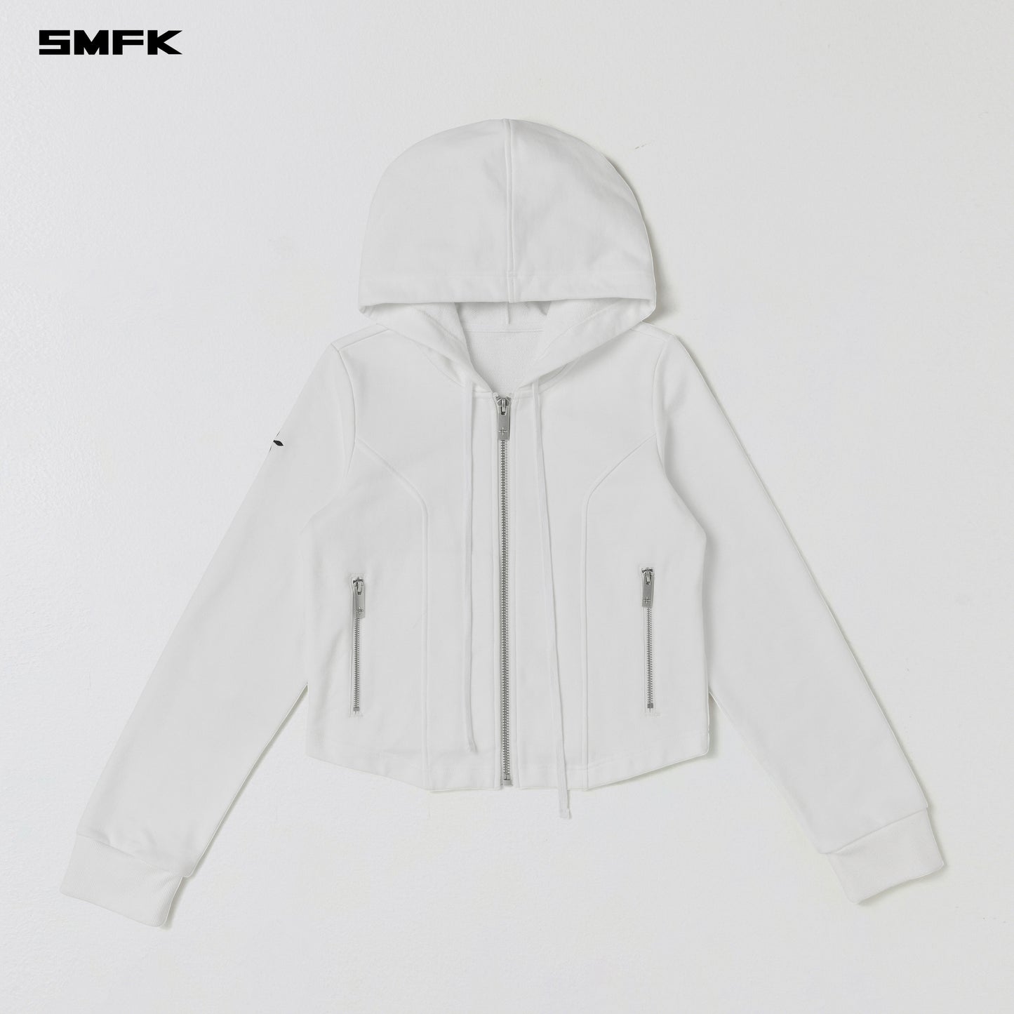 PERMANENT SLIM ZIP HOODIE/COTTON+WOOL+SILK - CLOUD WHITE