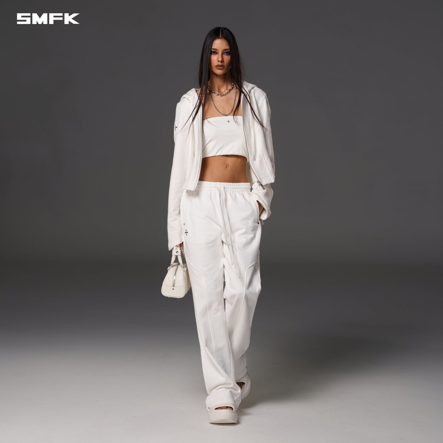 PERMANENT PRISM SLIM HOODIE/COTTON+WOOL +SILK - CLOUD WHITE