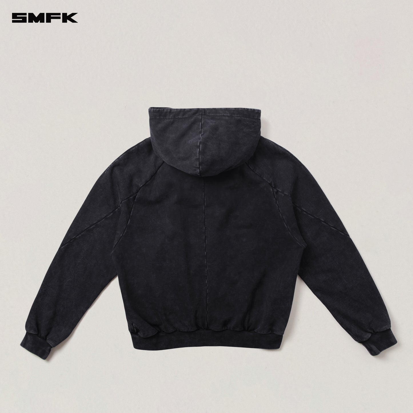 VINTAGE-SAVAGE LOOSE SPORTS ZIP HOODIE/FADE DYE/ WILD BLACK