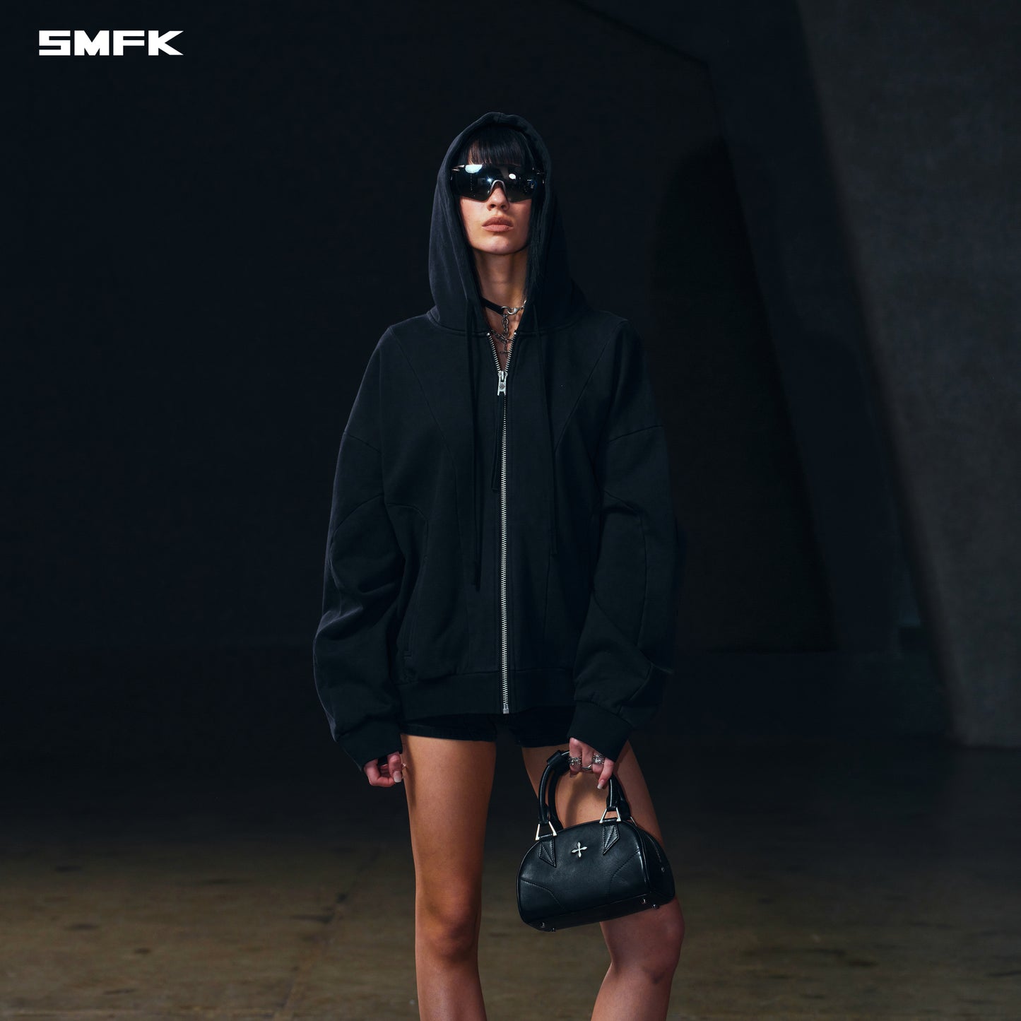 VINTAGE MUSE LOOSE ZIPPER SPORTS HOODIE/COTTON