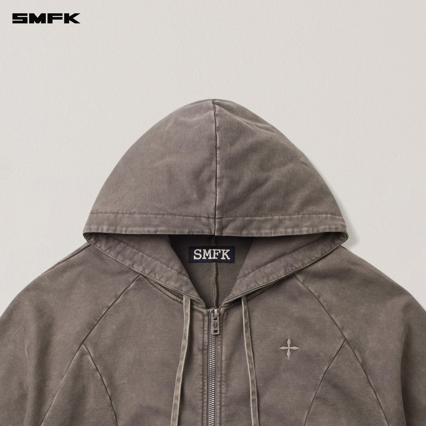 VINTAGE-SAVAGE LOOSE SPORTS ZIP HOODIE/FADE DYE/ WILD BROWN