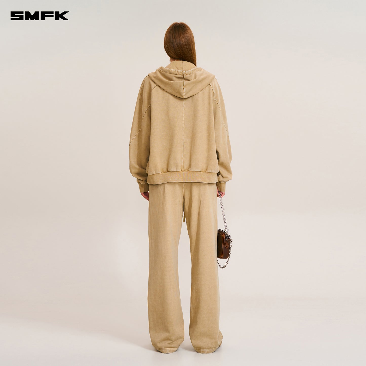 VINTAGE-SAVAGE LOOSE SPORTS ZIP HOODIE/FADE DYE/ FADING DESERT