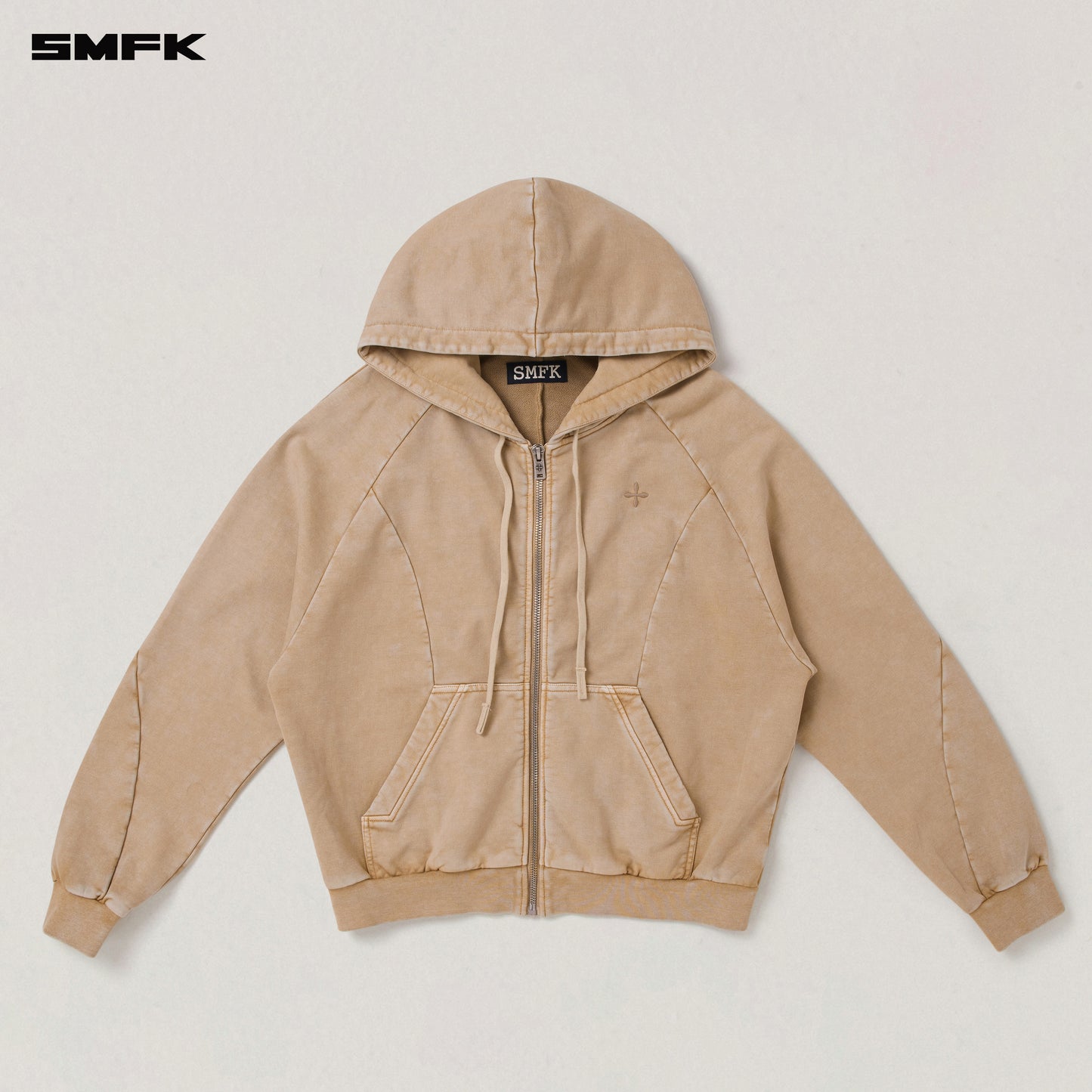 VINTAGE-SAVAGE LOOSE SPORTS ZIP HOODIE/FADE DYE/ FADING DESERT