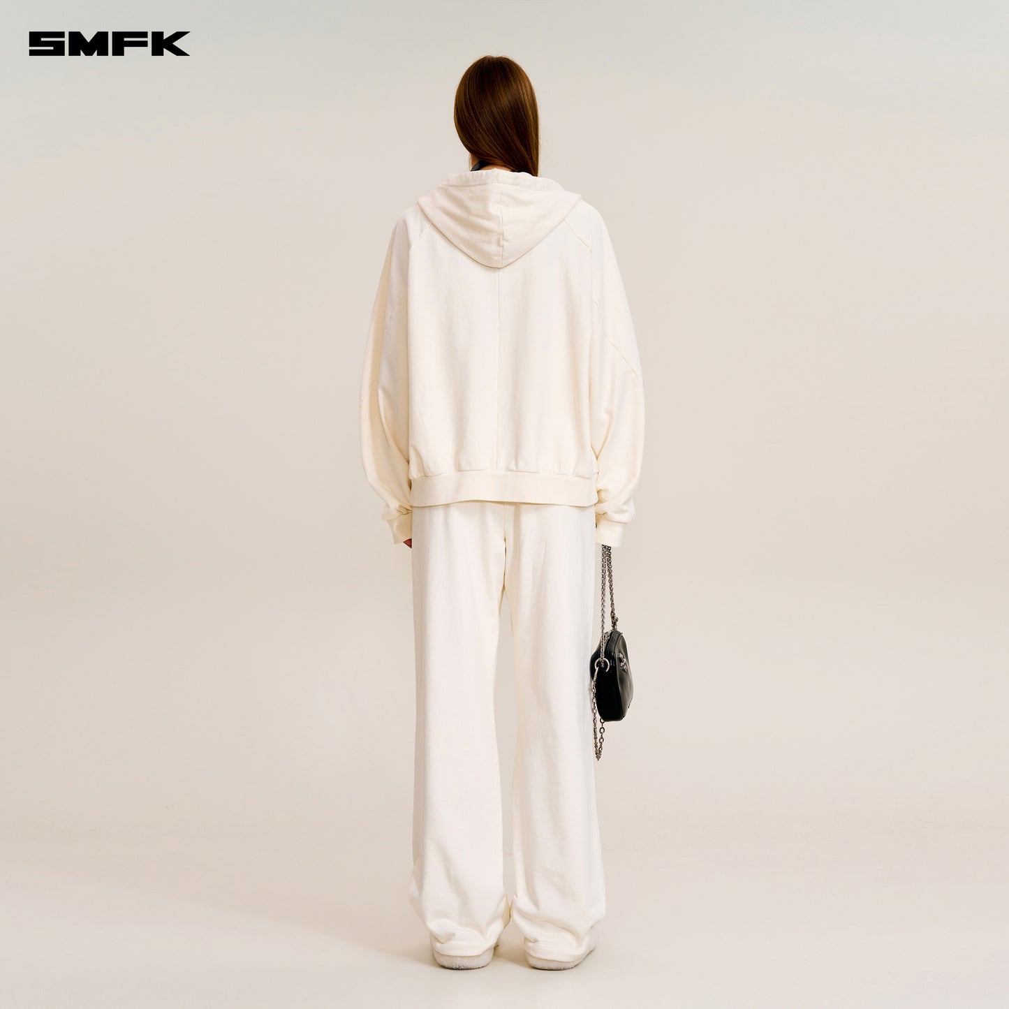 VINTAGE-SAVAGE LOOSE SPORTS ZIP HOODIE/FADE DYE/ SNOW MOUNTAIN WHITE