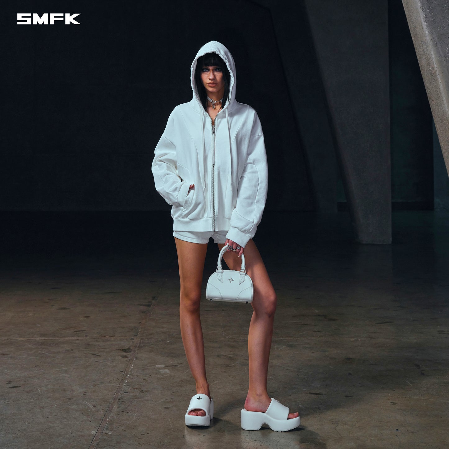 VINTAGE MUSE LOOSE ZIPPER SPORTS HOODIE/COTTON